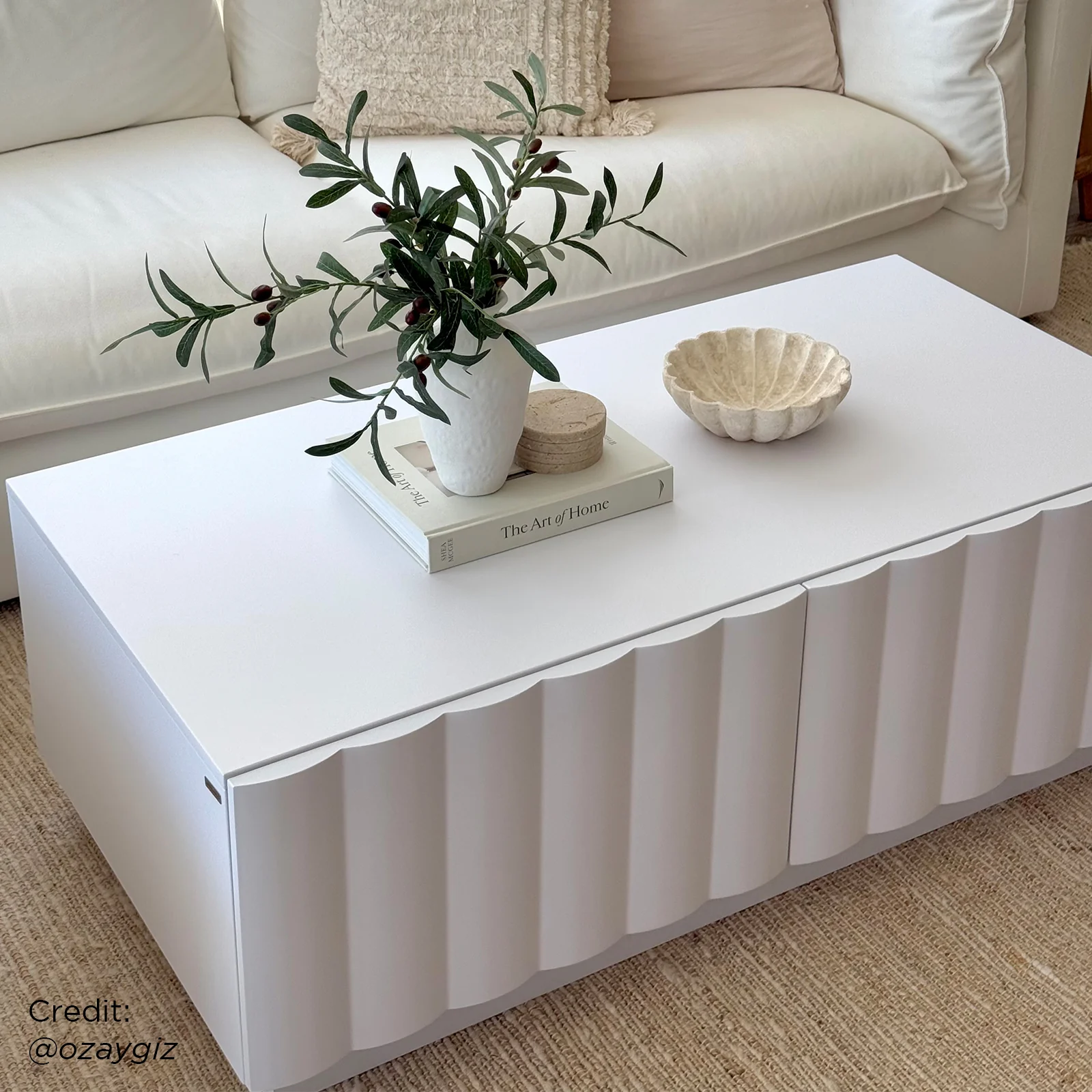 Hamish 120cm Fluted Coffee Table with Storage in White - Image 5