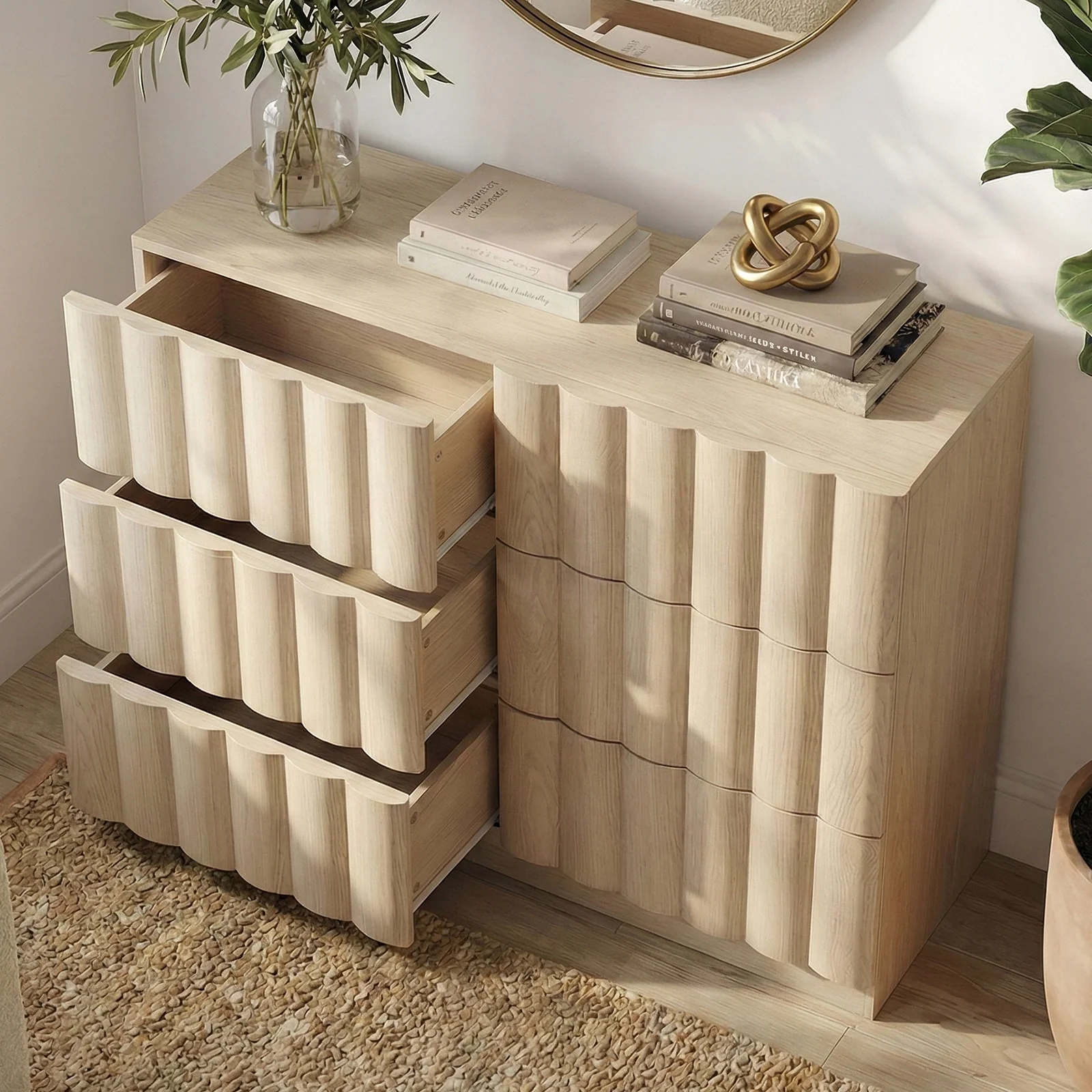 Hamish 120cm Fluted Lowboy Dresser in Oak - Image 5