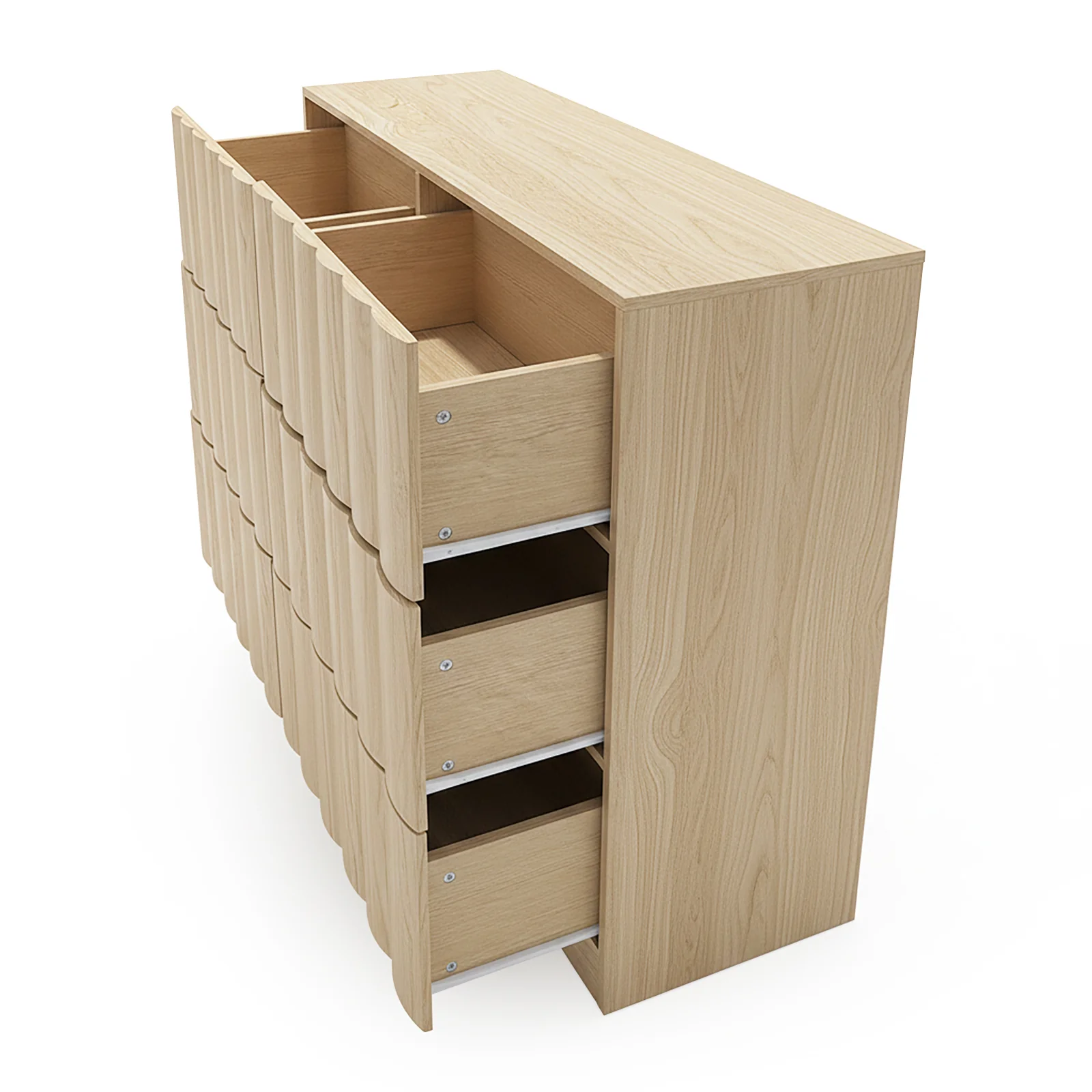 Hamish 120cm Fluted Lowboy Dresser in Oak - Image 7