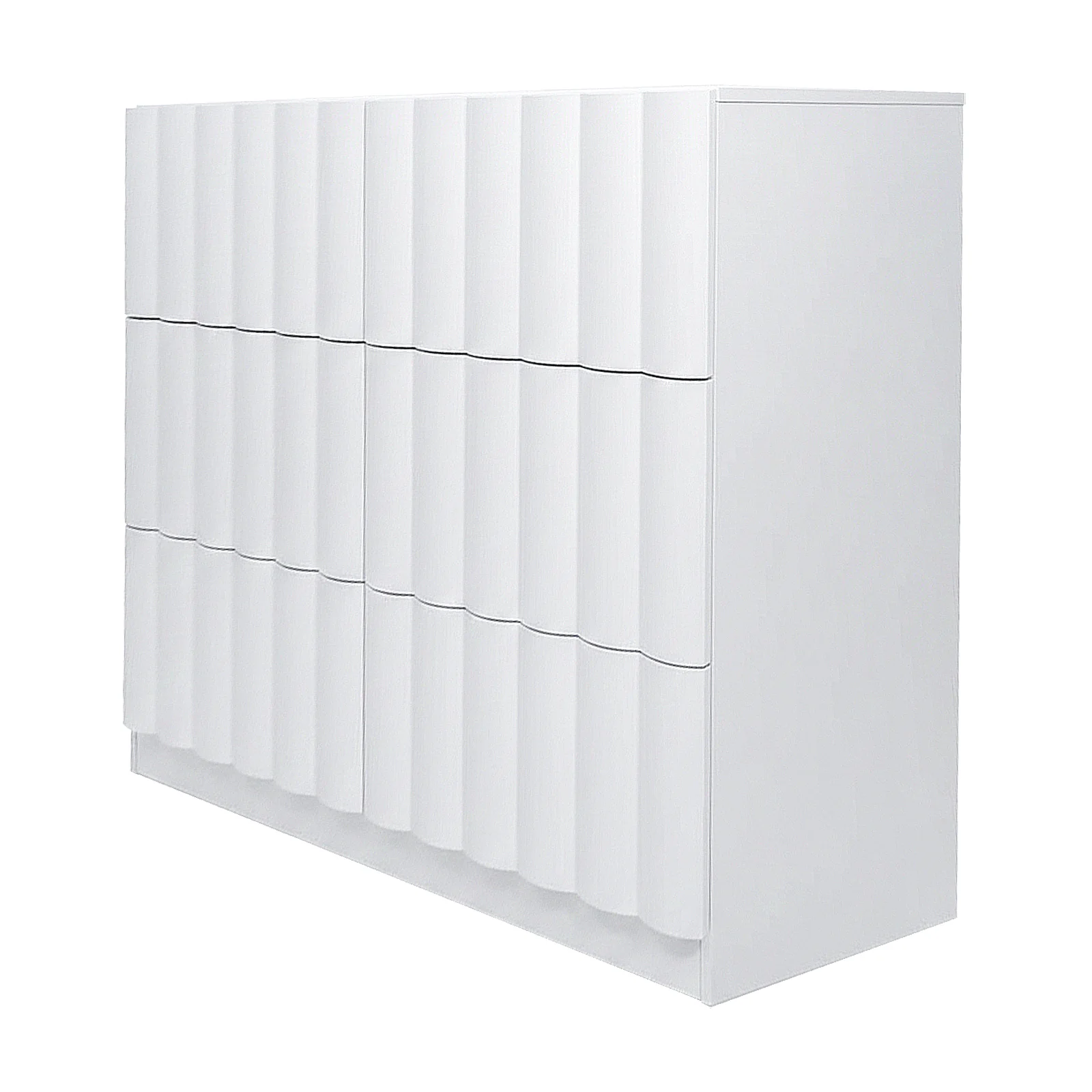Hamish 120cm Fluted Lowboy Dresser in White - Image 6