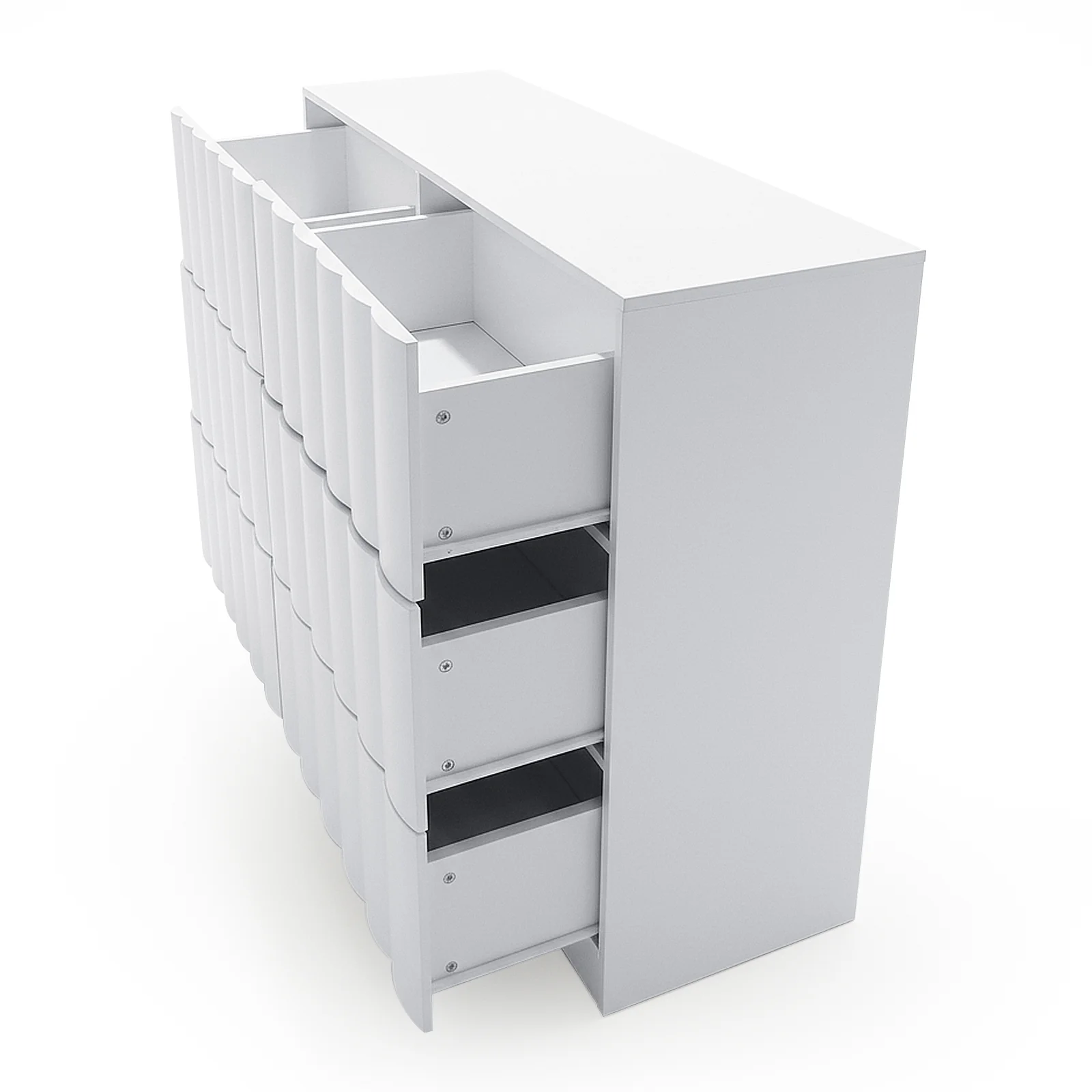 Hamish 120cm Fluted Lowboy Dresser in White - Image 7