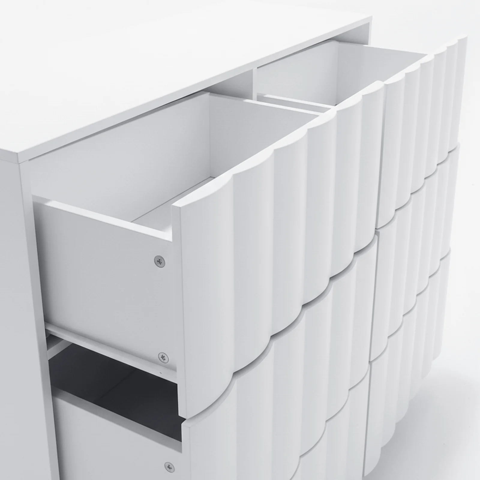Hamish 120cm Fluted Lowboy Dresser in White - Image 8
