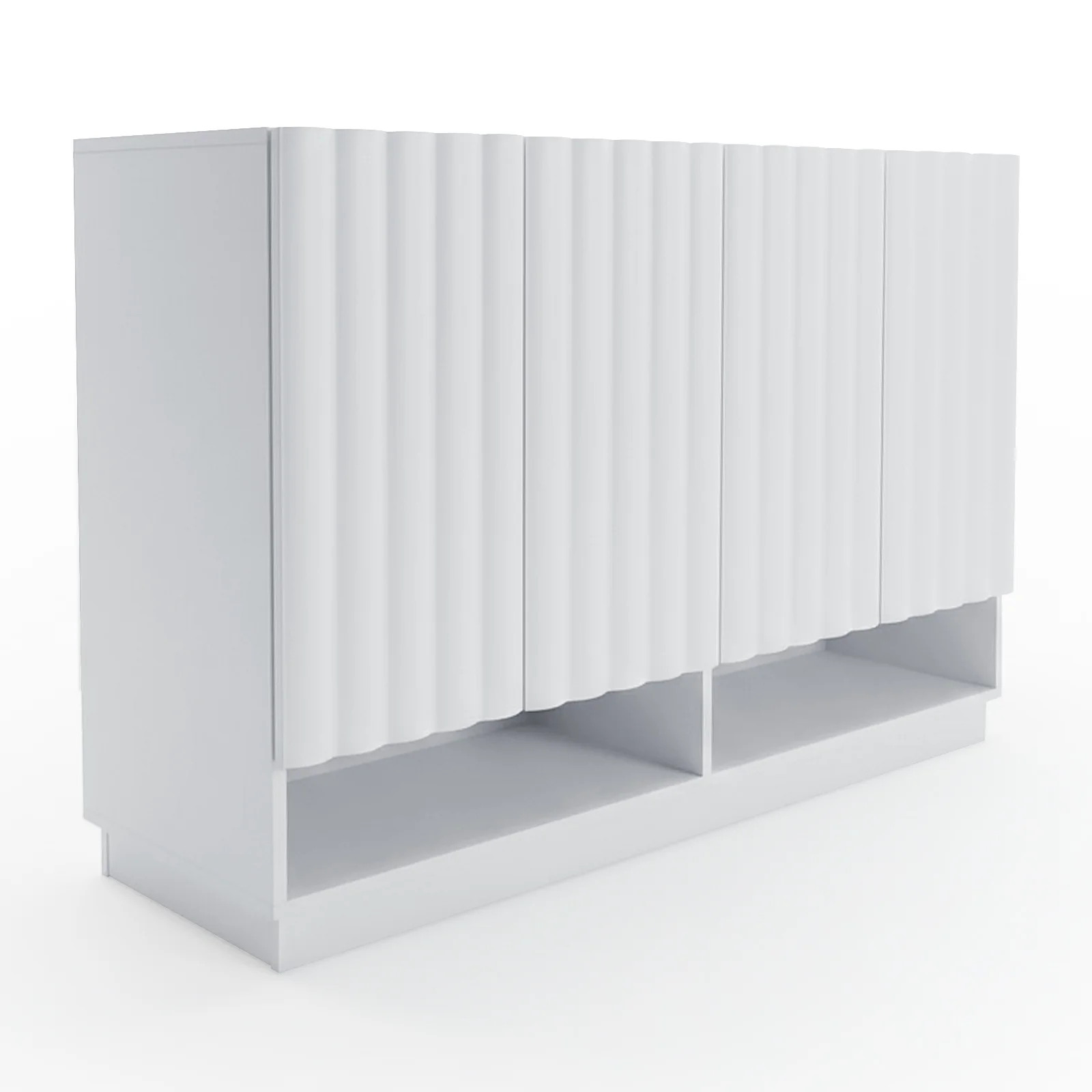 Hamish 120cm Fluted Shoe Cabinet in White - Image 10