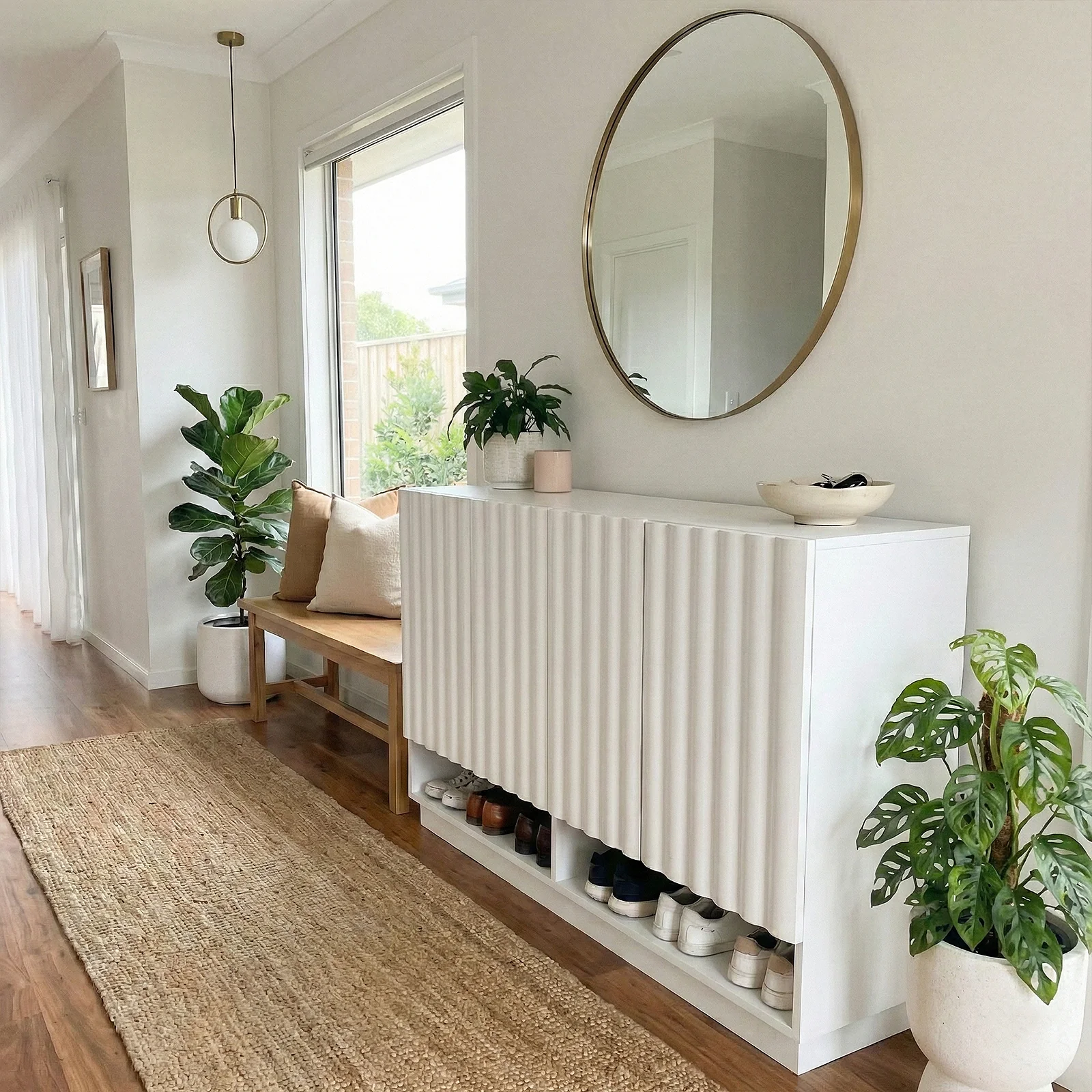 Hamish 120cm Fluted Shoe Cabinet in White - Image 9