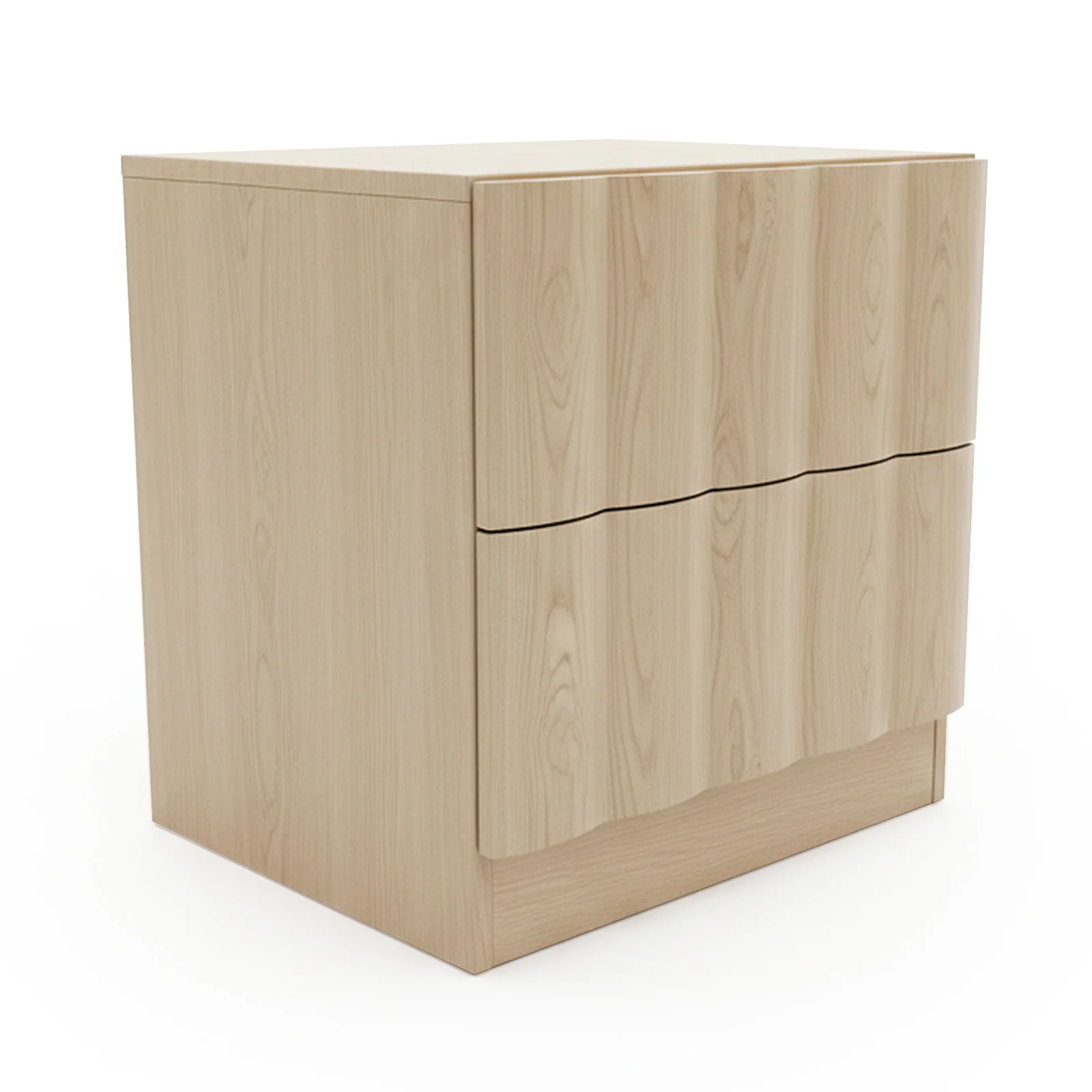 Hamish 2 Drawer Fluted Bedside Table in Oak - Image 6