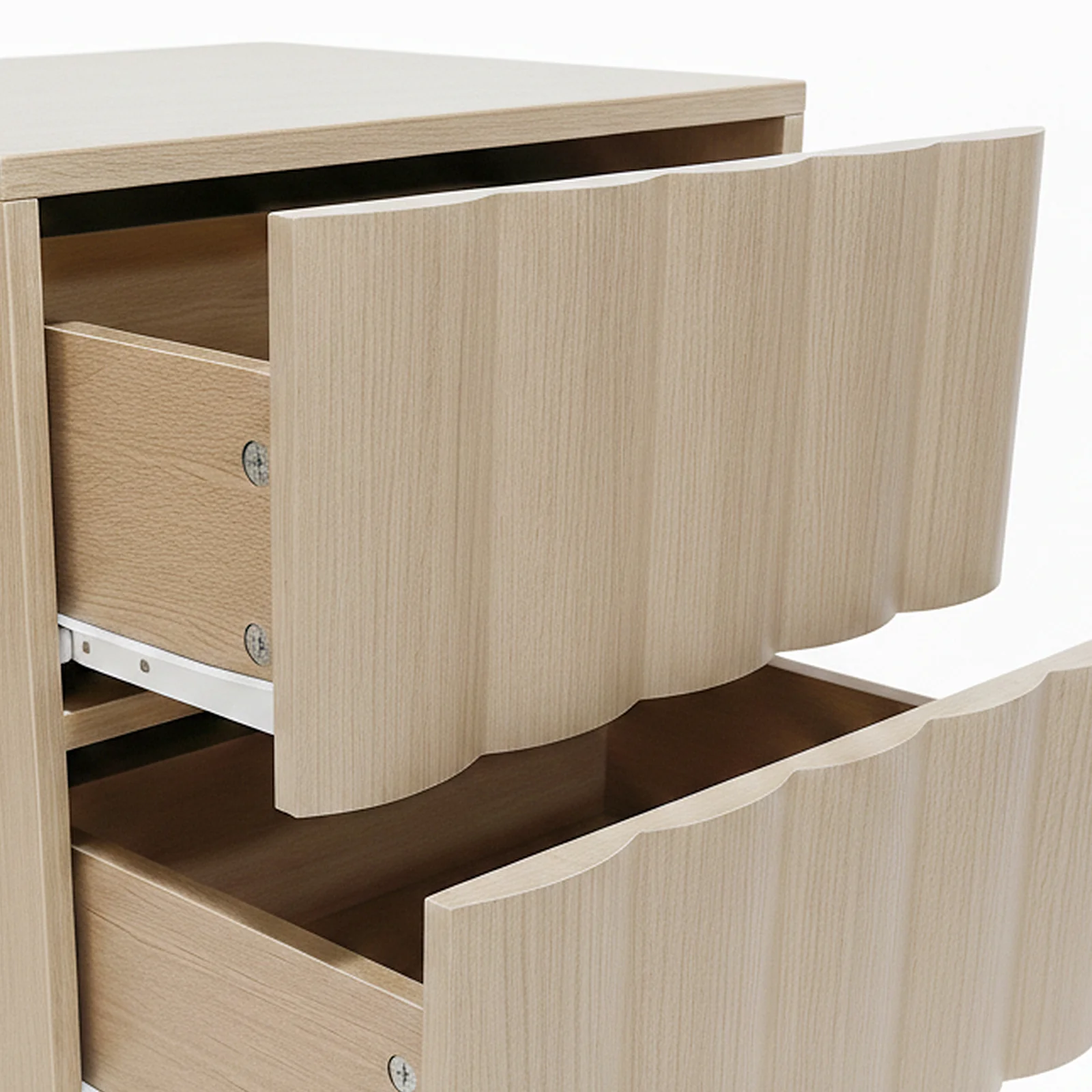 Hamish 2 Drawer Fluted Bedside Table in Oak - Image 8
