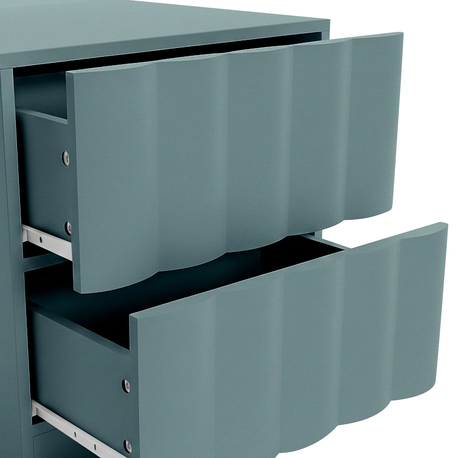Hamish 2 Drawer Fluted Bedside Table in Sage - Image 3
