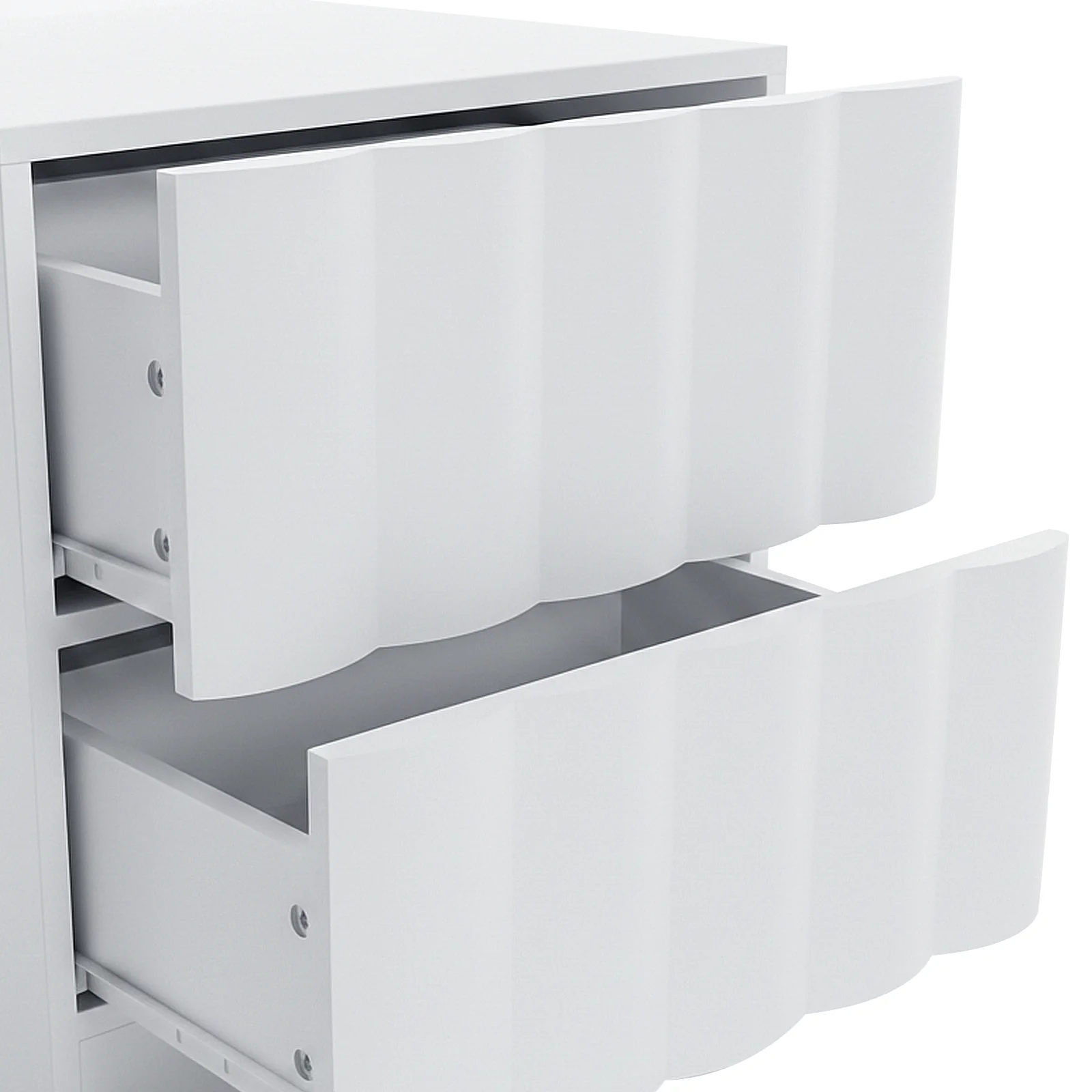 Hamish 2 Drawer Fluted Bedside Table in White - Image 10