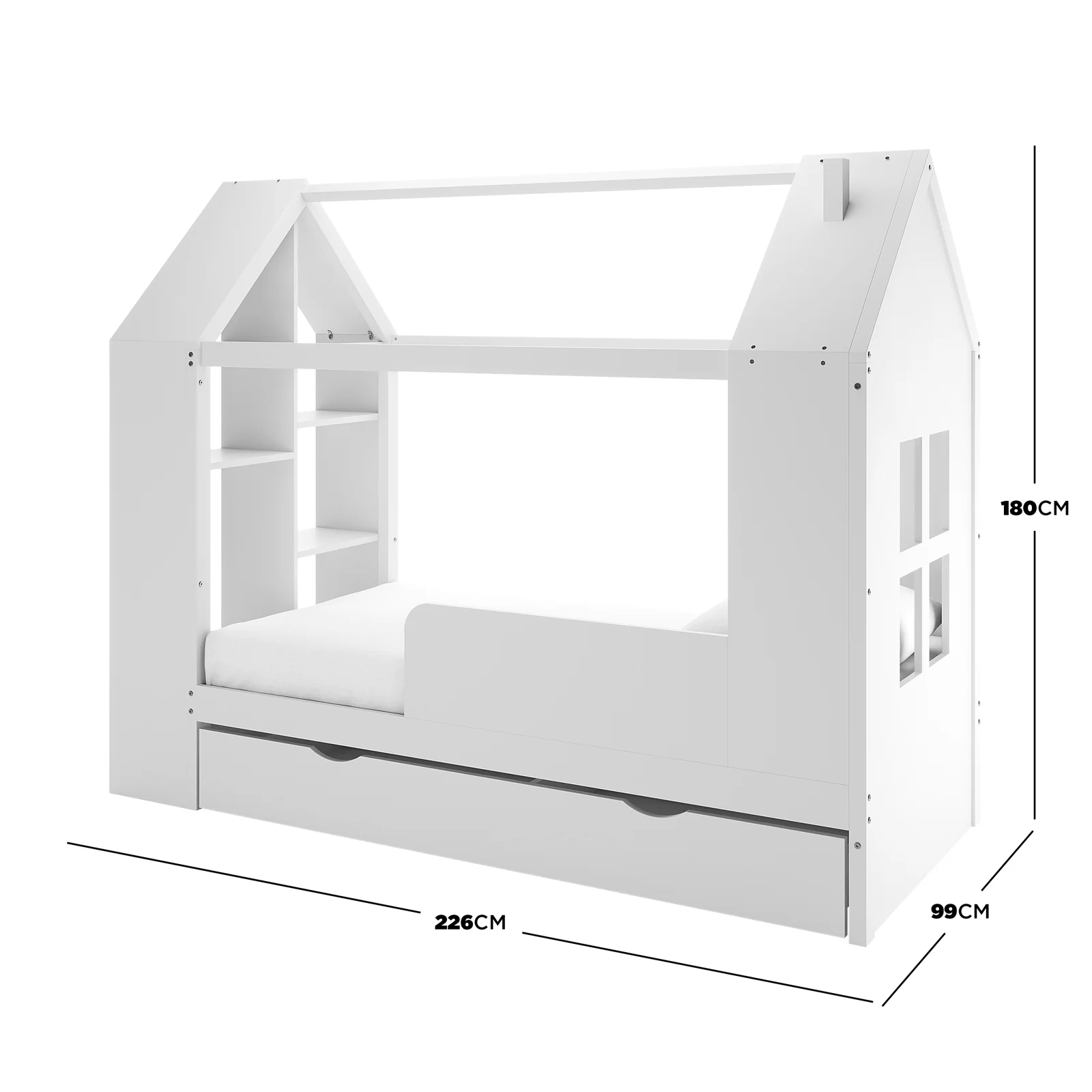 Haron Single Cubby House Bed Storage in White - Image 3