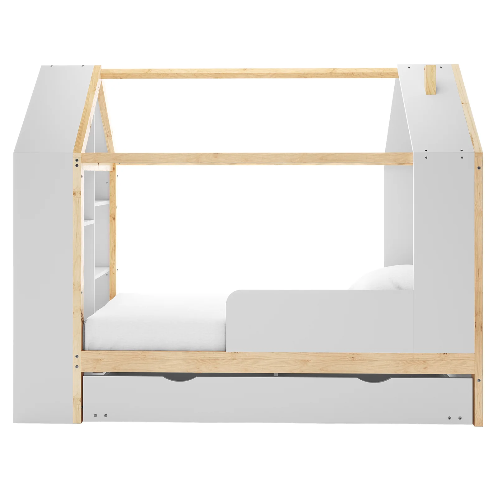 Haron Single Cubby House Bed Storage in White & Natural - Image 6