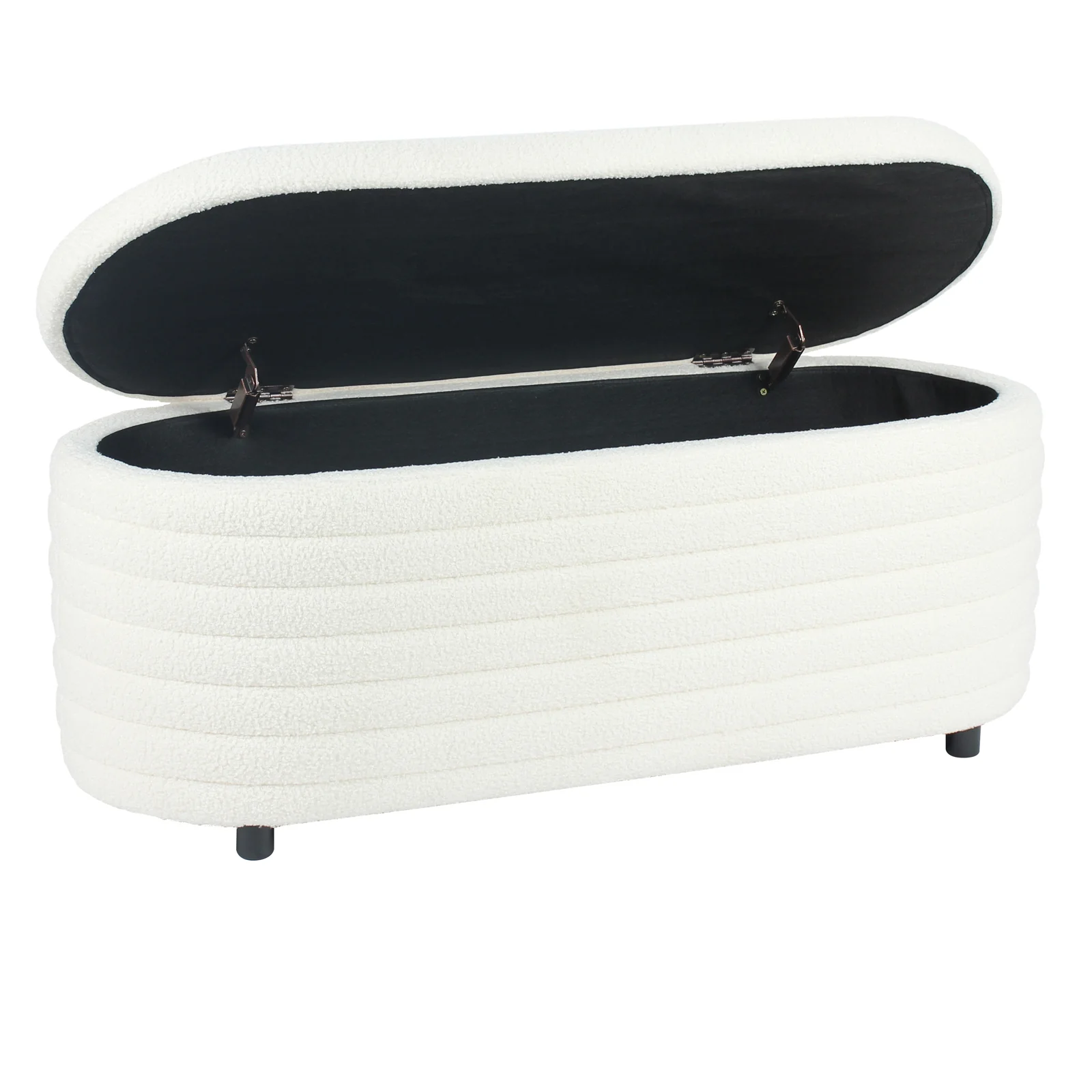 Hartwin 114cm Boucle Ottoman with Storage in Cream White - Image 6