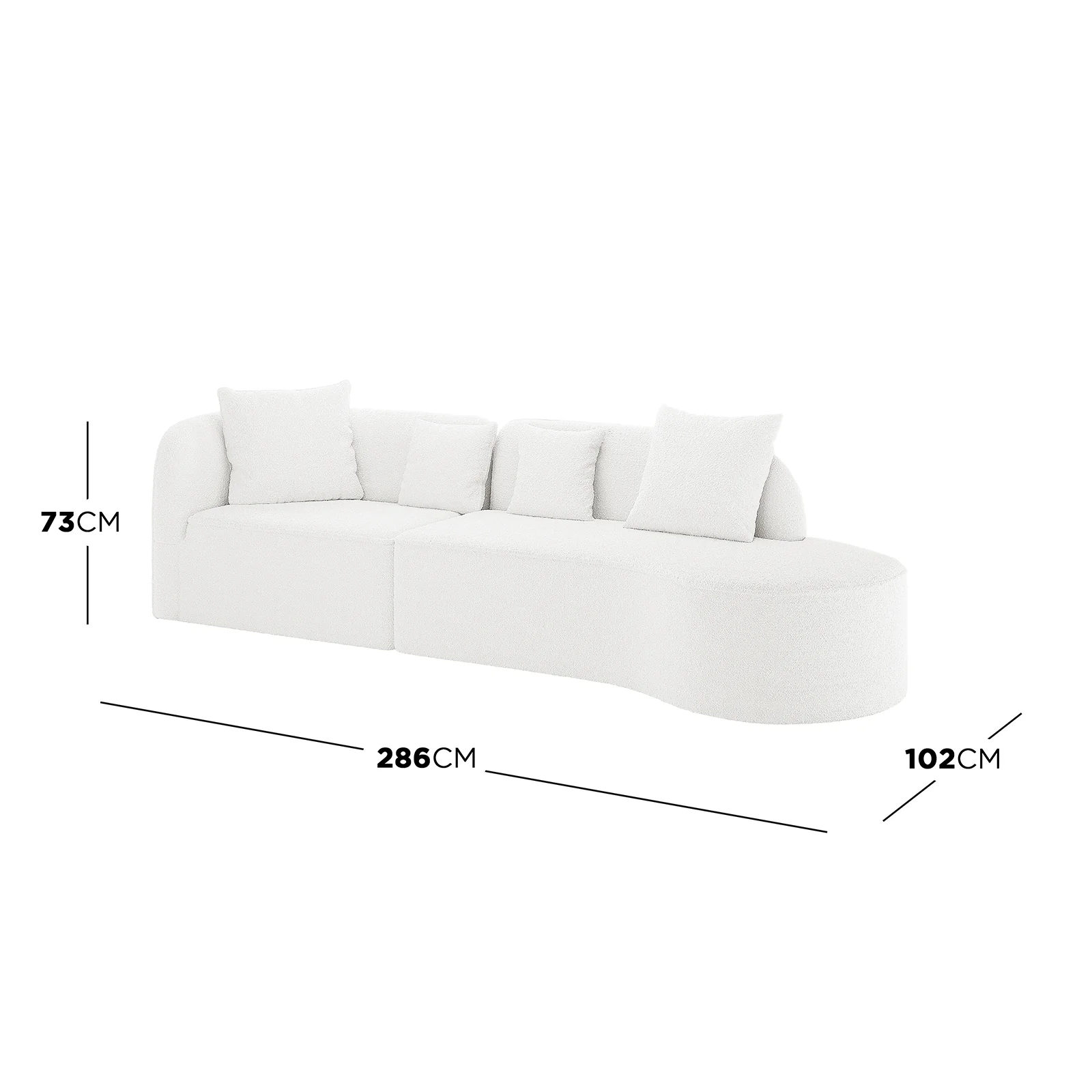 Hattie 4 Seater Boucle Sofa in Cream White - Image 3