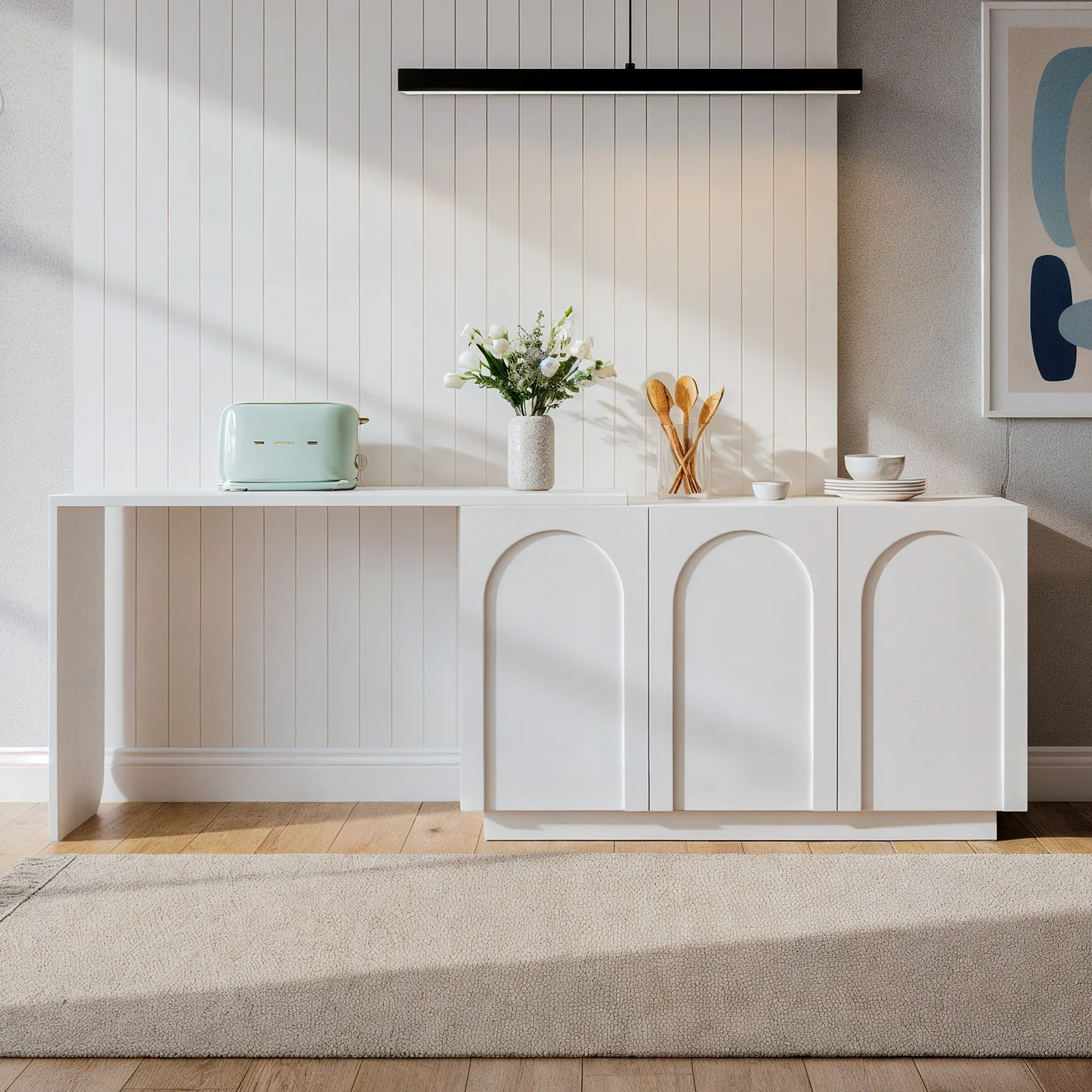 Hava 120cm Arched Extendable Sideboard Table in White - Image 2
