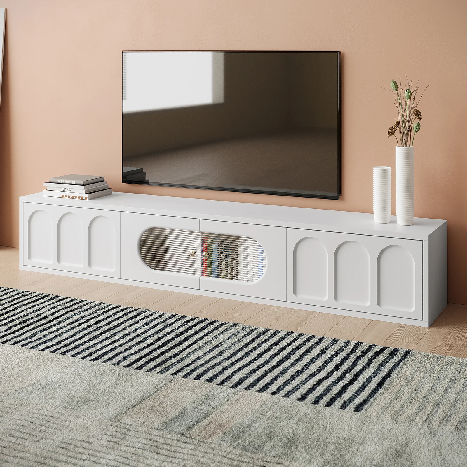 Hava 180cm Arched Entertainment Unit in White - Image 2