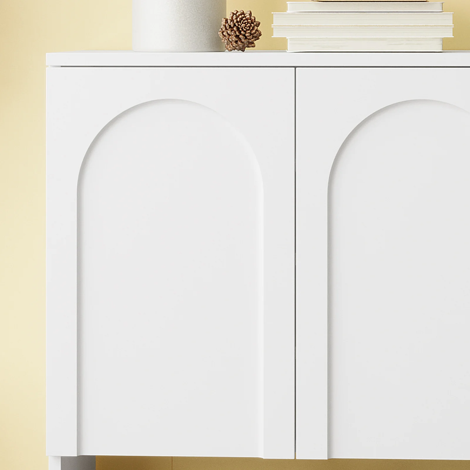 Hava 80cm 2 Door Shoe Cabinet with Arch Detail in White - Image 4