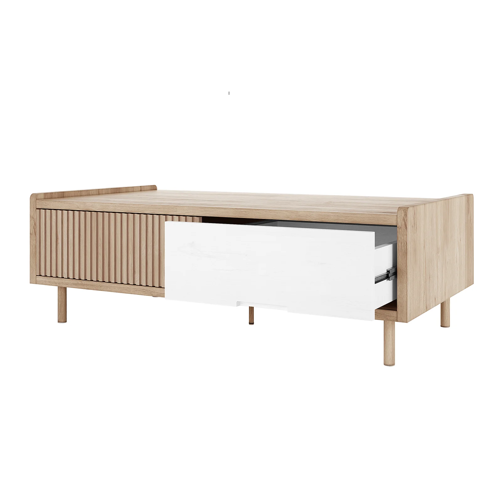 Hayden 130cm Fluted Coffee Table with Storage in Natural - Image 6