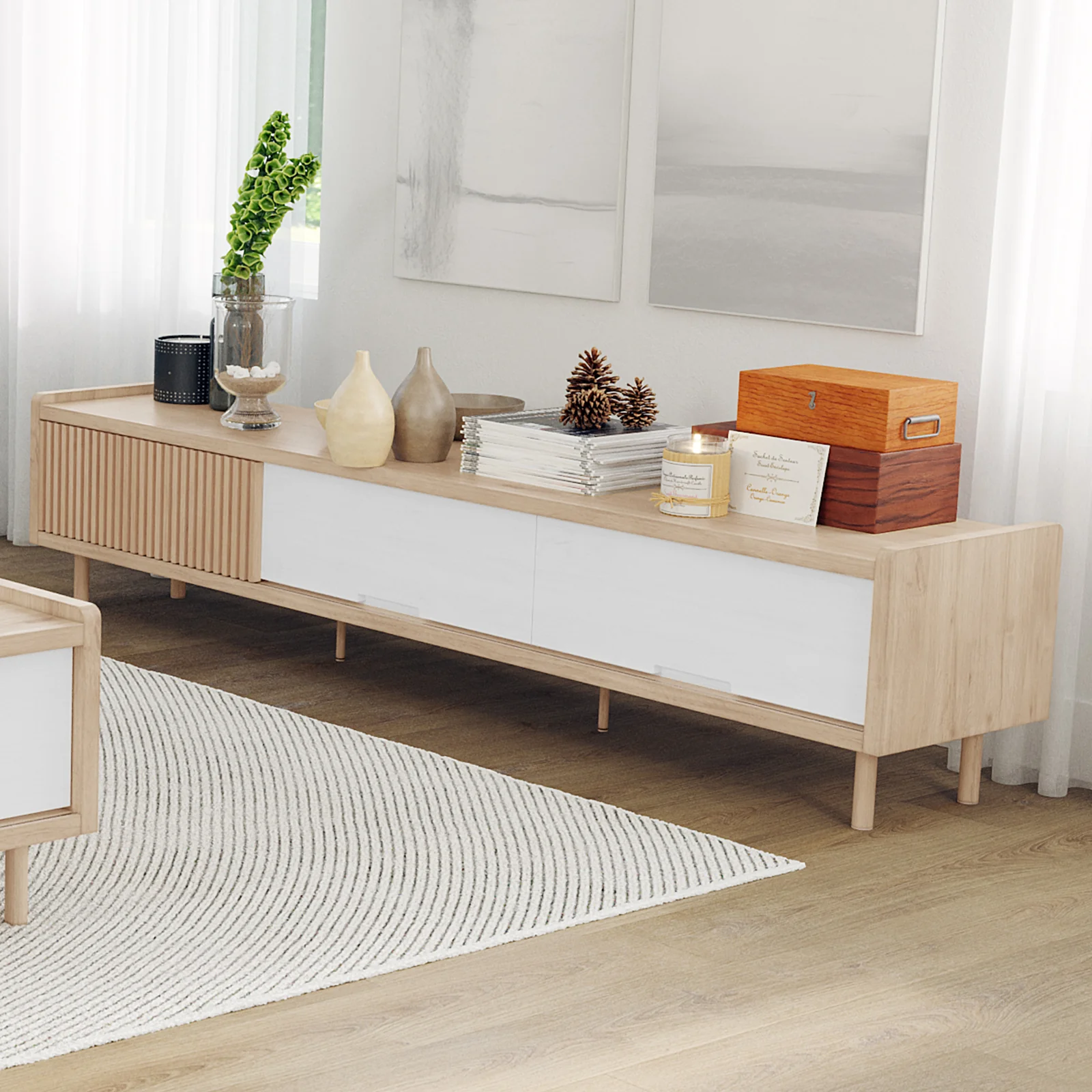 Hayden 200cm Fluted TV Entertainment Unit in Natural - Image 4
