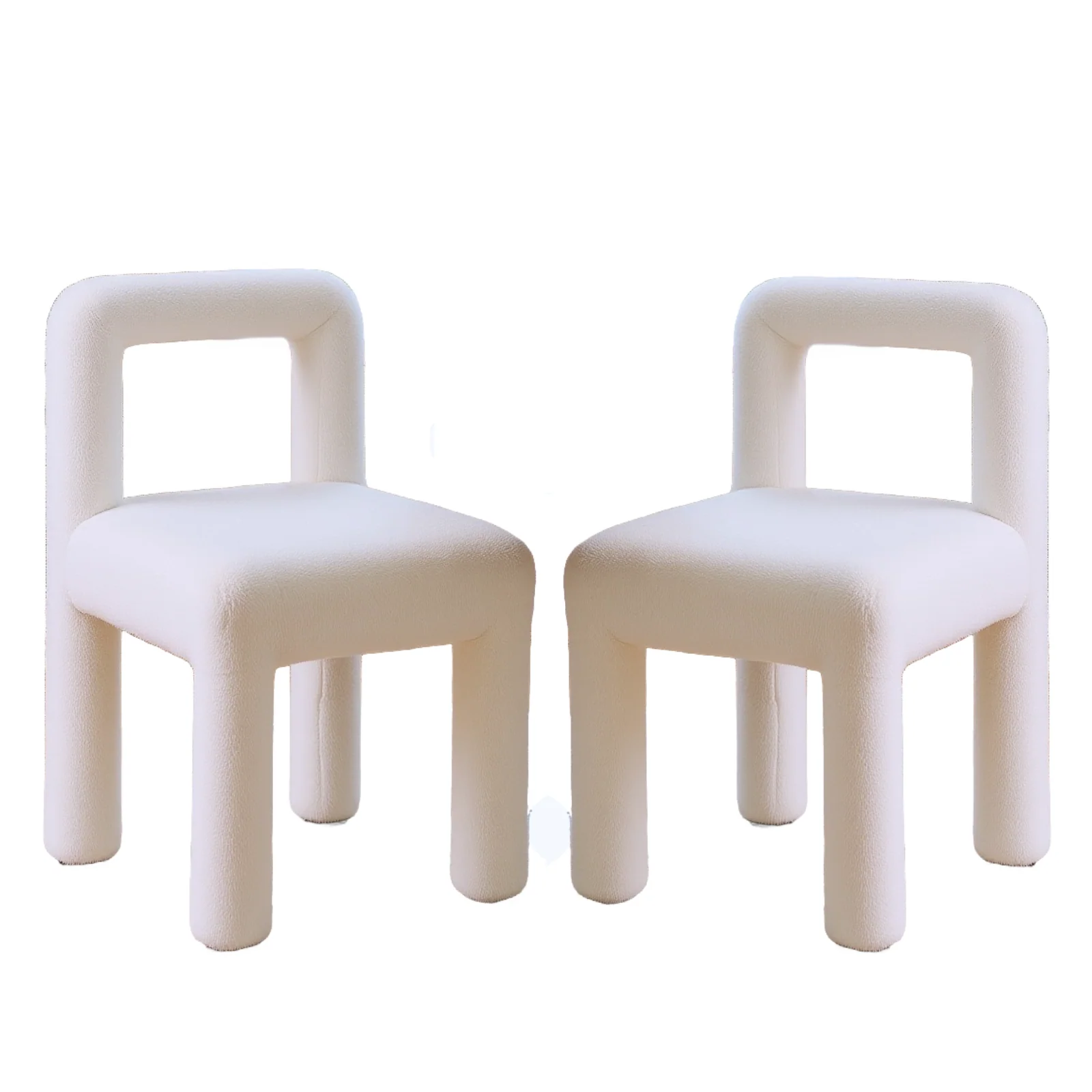 Hazel Boucle Dining Chair Set of 2 in Cream White