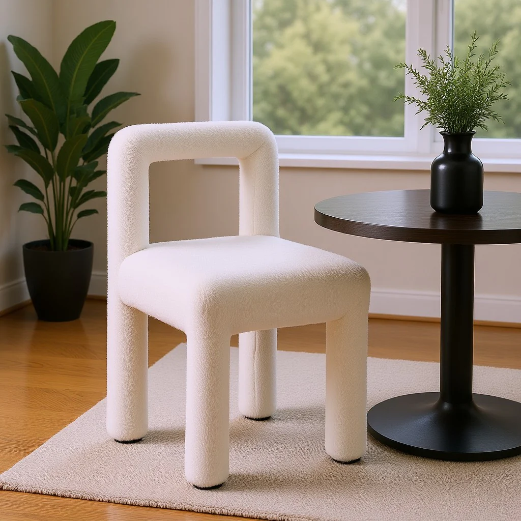 Hazel Boucle Dining Chair Set of 2 in Cream White - Image 2