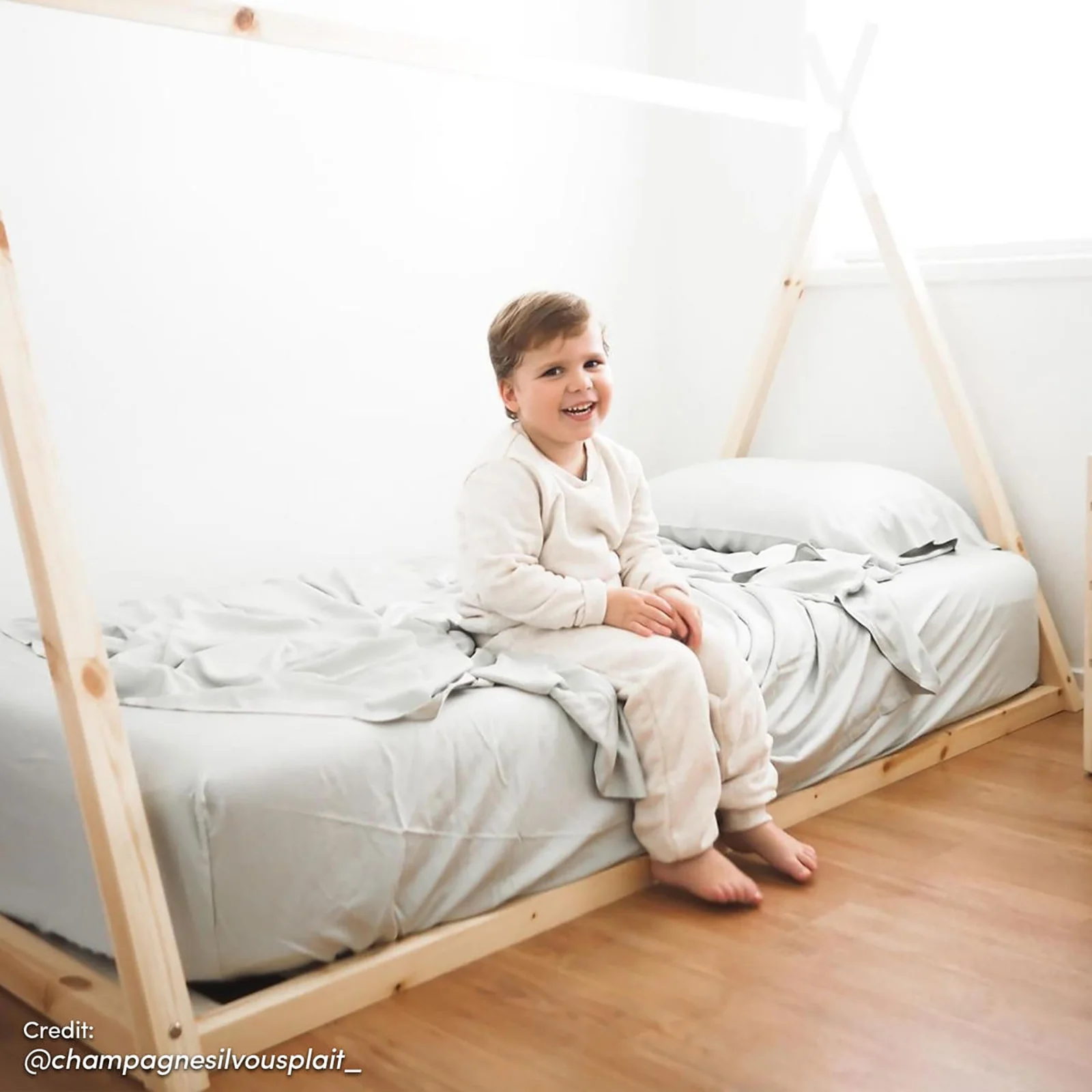 Helena Kids Single Solid Pine Teepee Bed Frame in Natural - Image 10