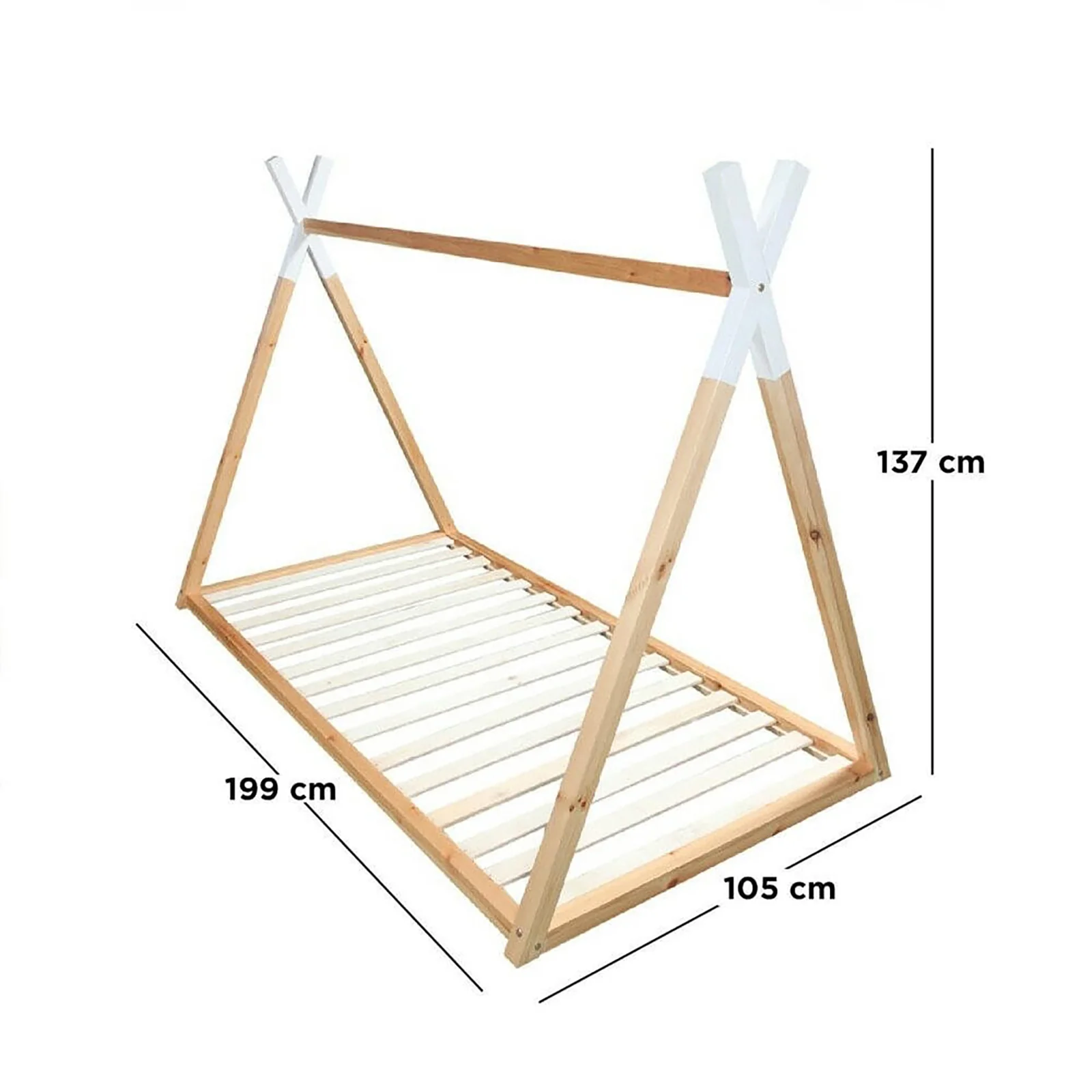Helena Kids Single Solid Pine Teepee Bed Frame in Natural - Image 15