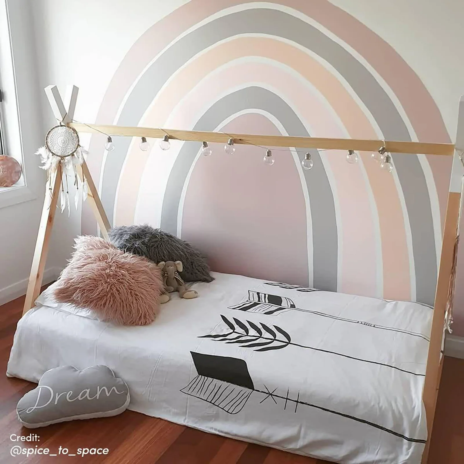 Helena Kids Single Solid Pine Teepee Bed Frame in Natural - Image 4