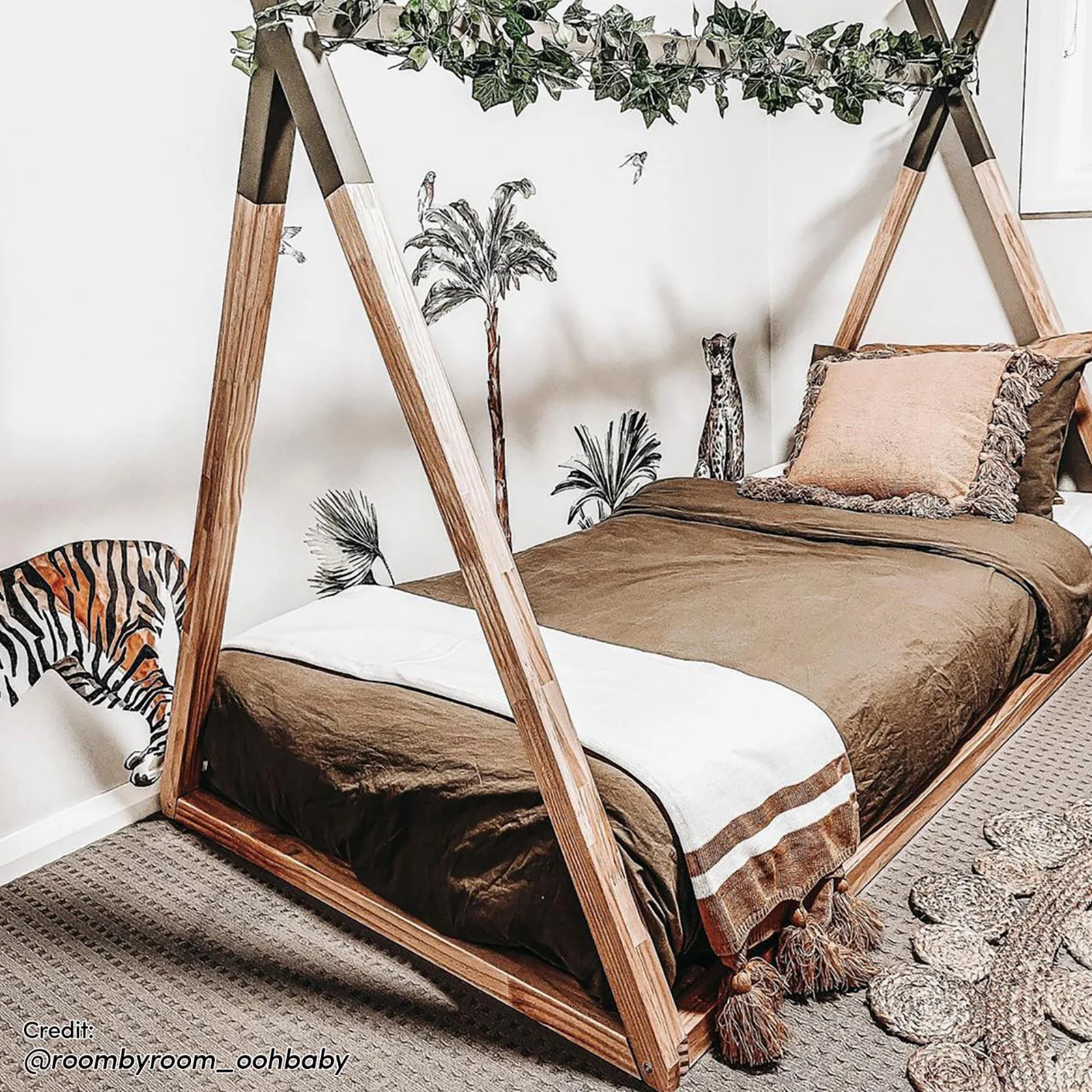 Helena Kids Single Solid Pine Teepee Bed Frame in Natural - Image 5