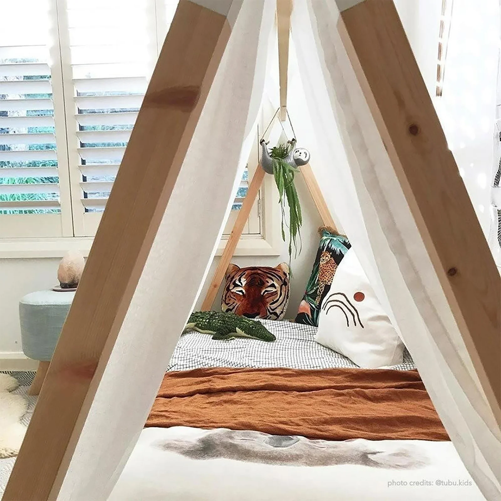 Helena Kids Single Solid Pine Teepee Bed Frame in Natural - Image 6