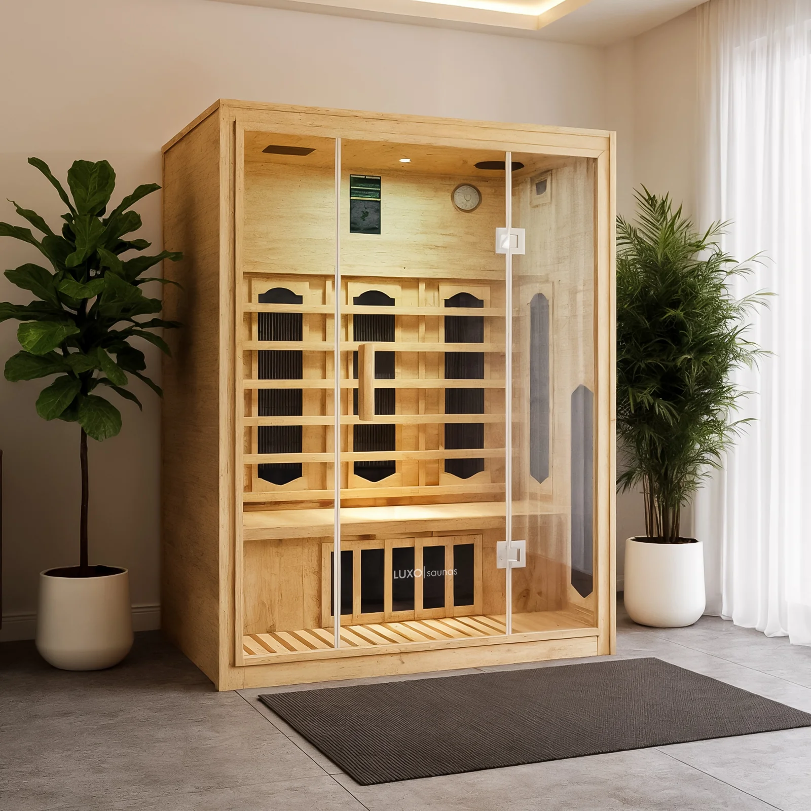 Helle 2 Person Hybrid Infrared Indoor Home Sauna - Image 2