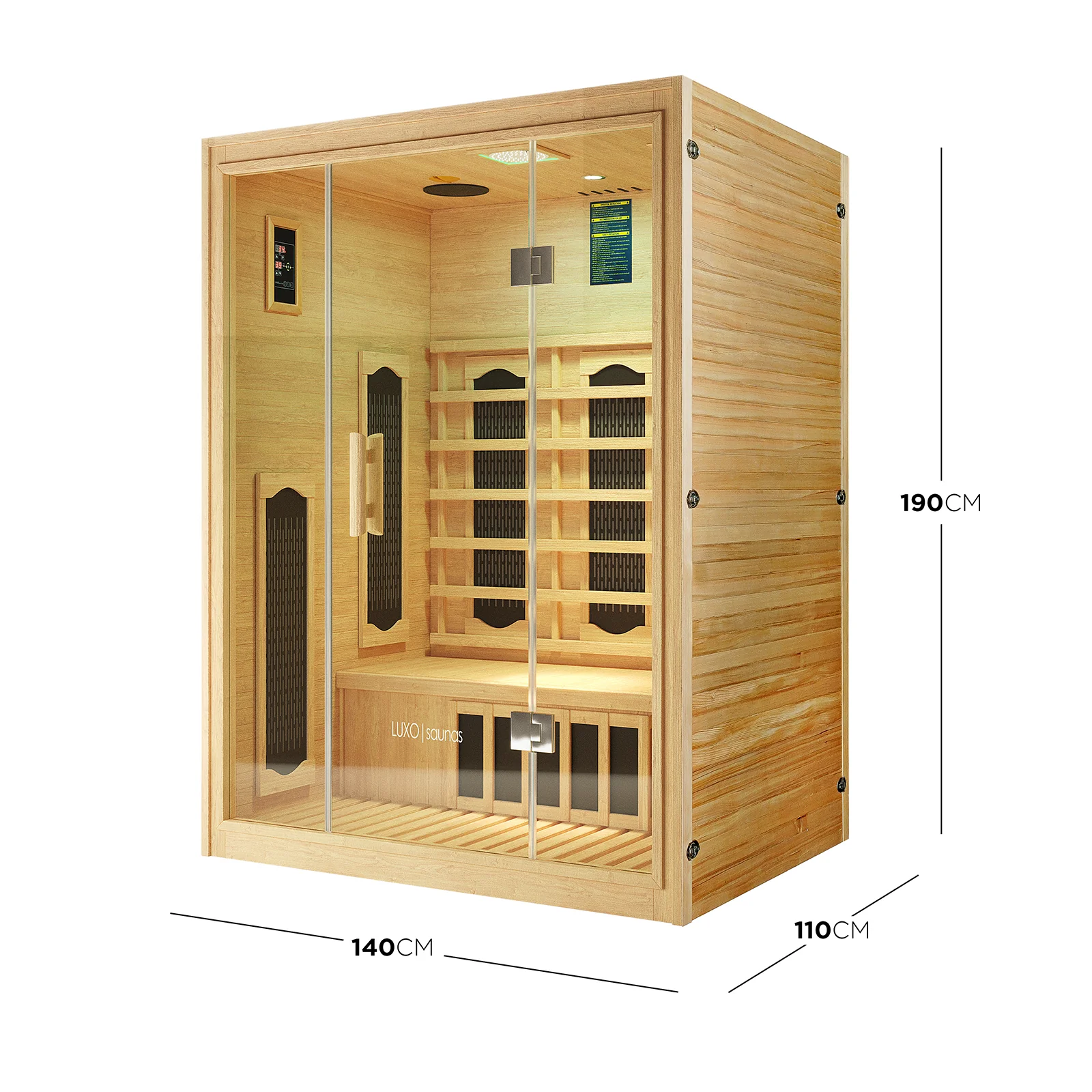 Helle 2 Person Hybrid Infrared Indoor Home Sauna - Image 3