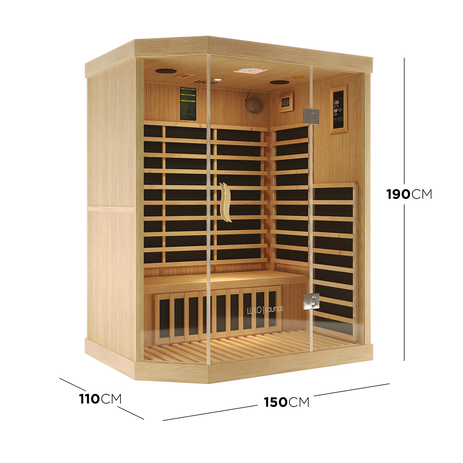 Helle 3 Person Carbon Fibre Infrared Indoor Home Sauna - Image 3