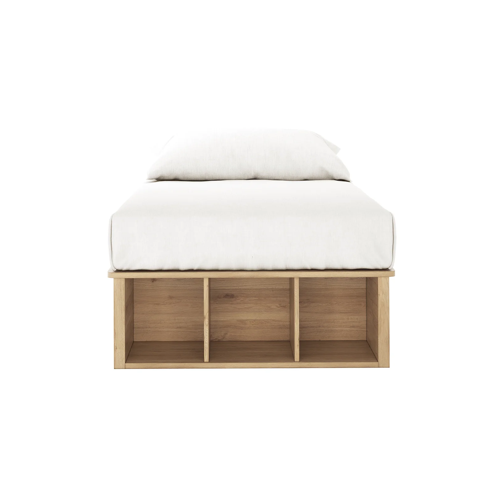 Herais Single Platform Bed Base with Storage in Oak - Image 4
