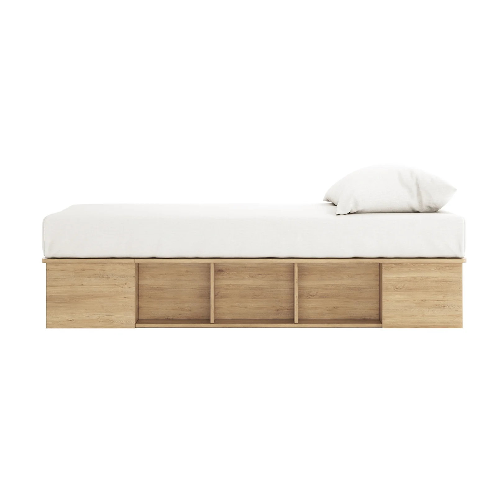 Herais Single Platform Bed Base with Storage in Oak - Image 5