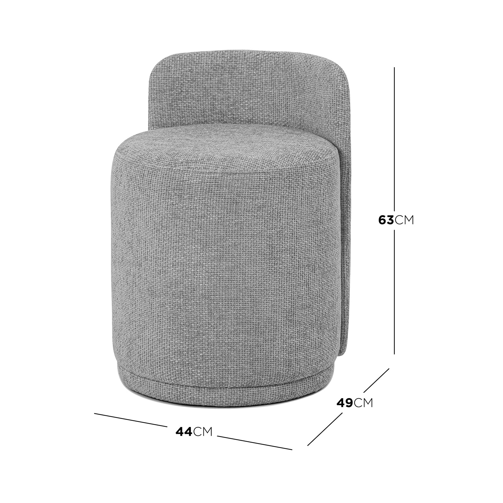 Hiboa Chenille Ottoman Stool in Warm Grey - Image 3