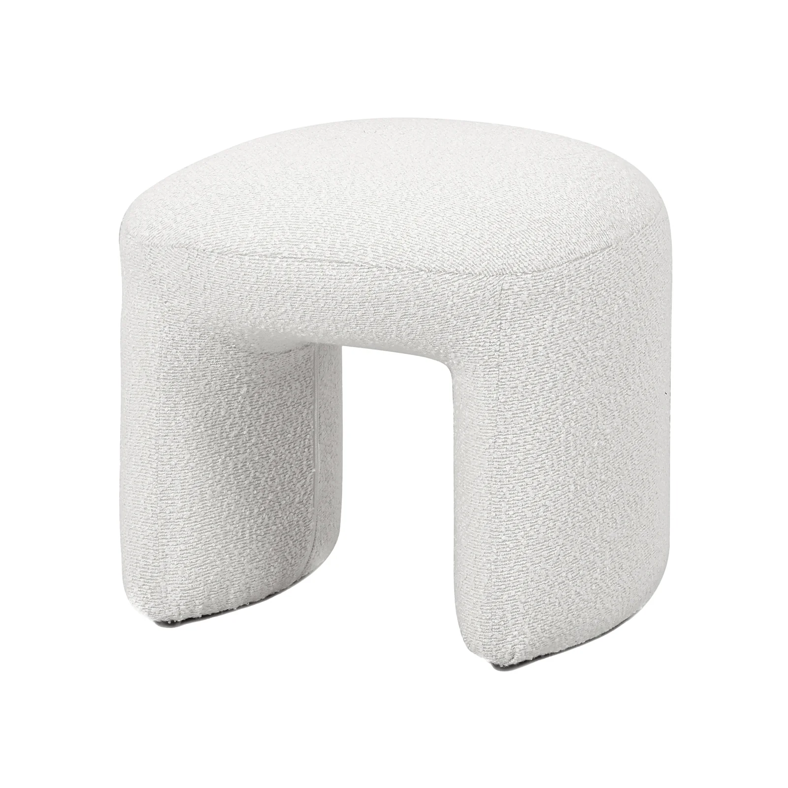 Hirokoz Boucle Ottoman Stool in Eggshell White