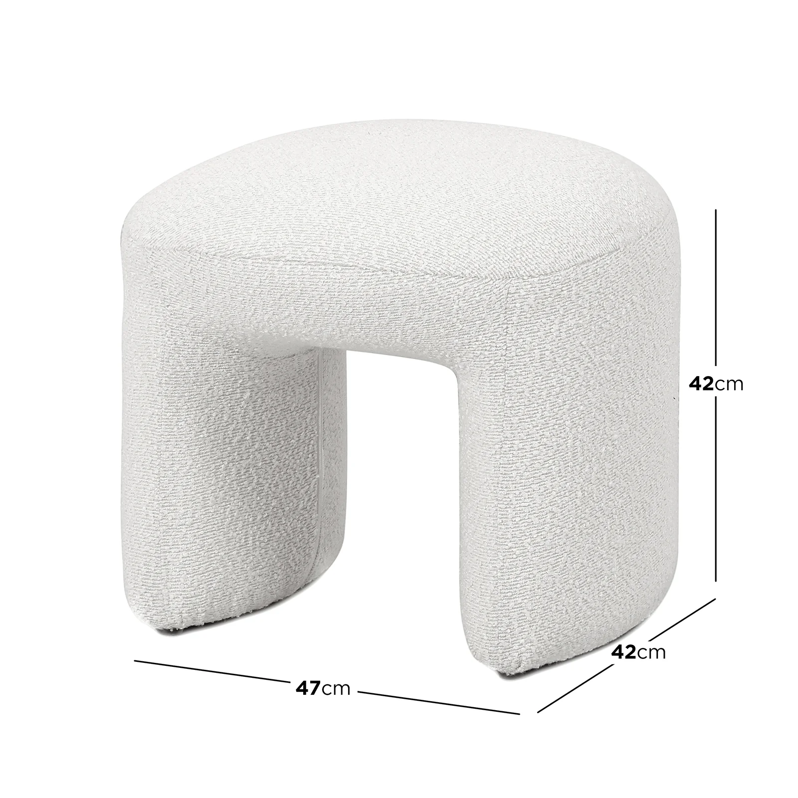 Hirokoz Boucle Ottoman Stool in Eggshell White - Image 3