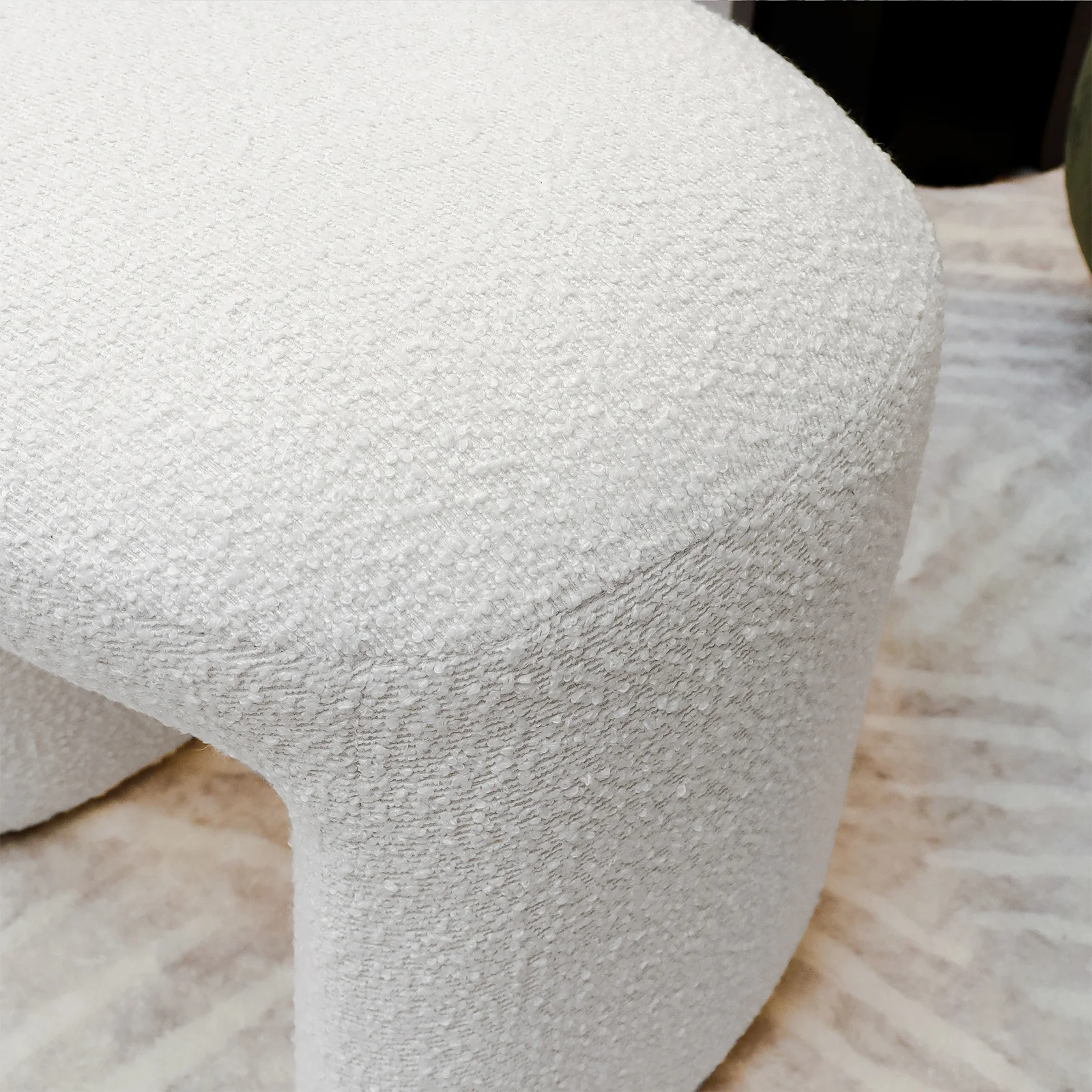Hirokoz Boucle Ottoman Stool in Eggshell White - Image 4