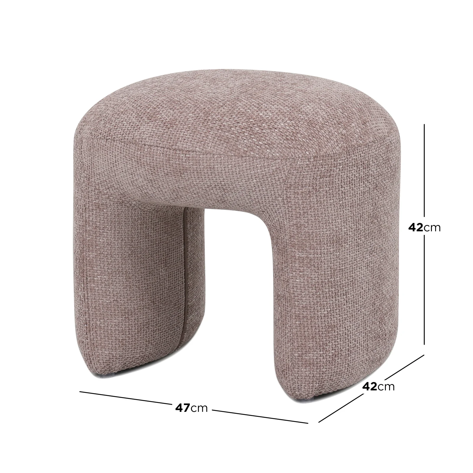 Hirokoz Chenille Ottoman Stool in Light Pink - Image 3