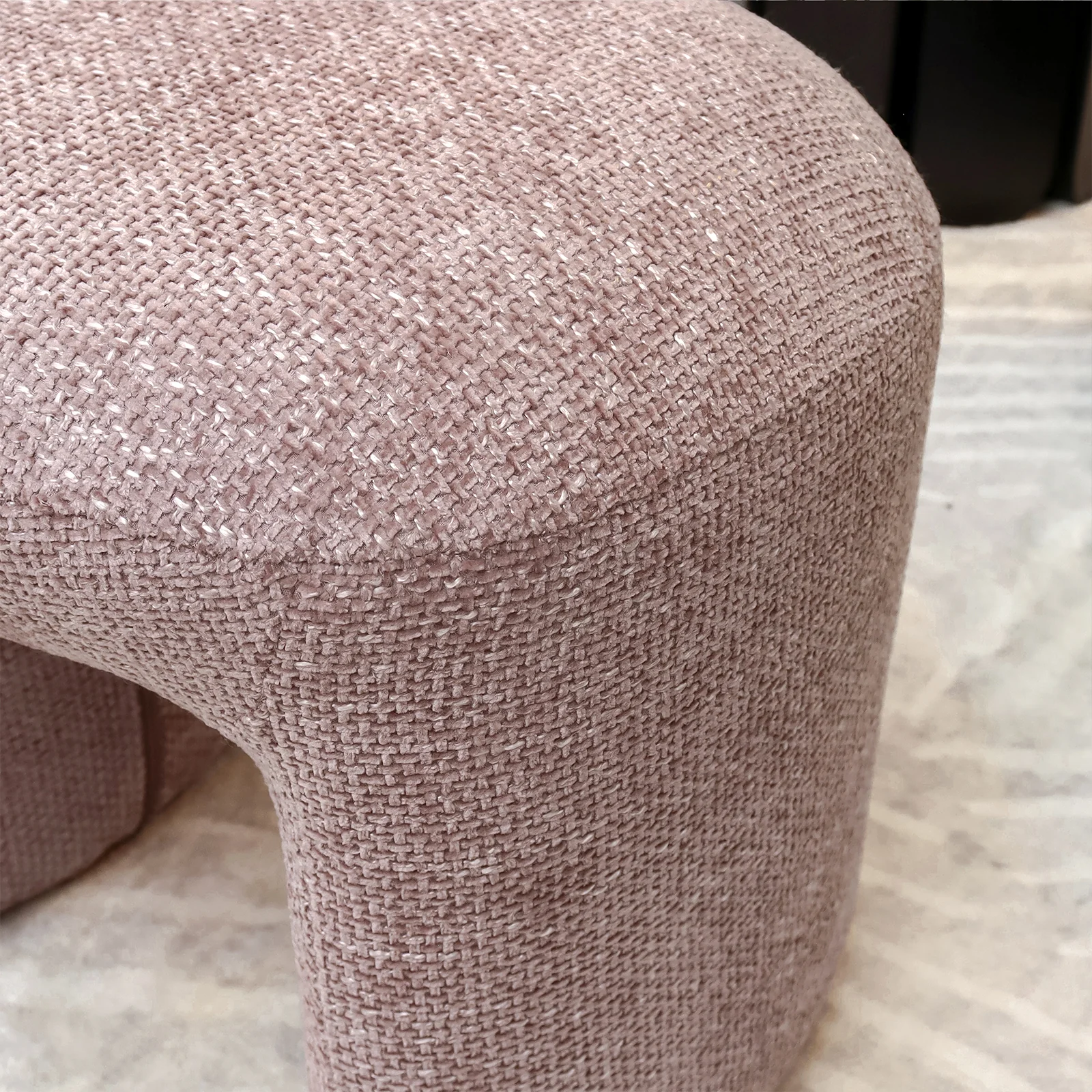 Hirokoz Chenille Ottoman Stool in Light Pink - Image 4