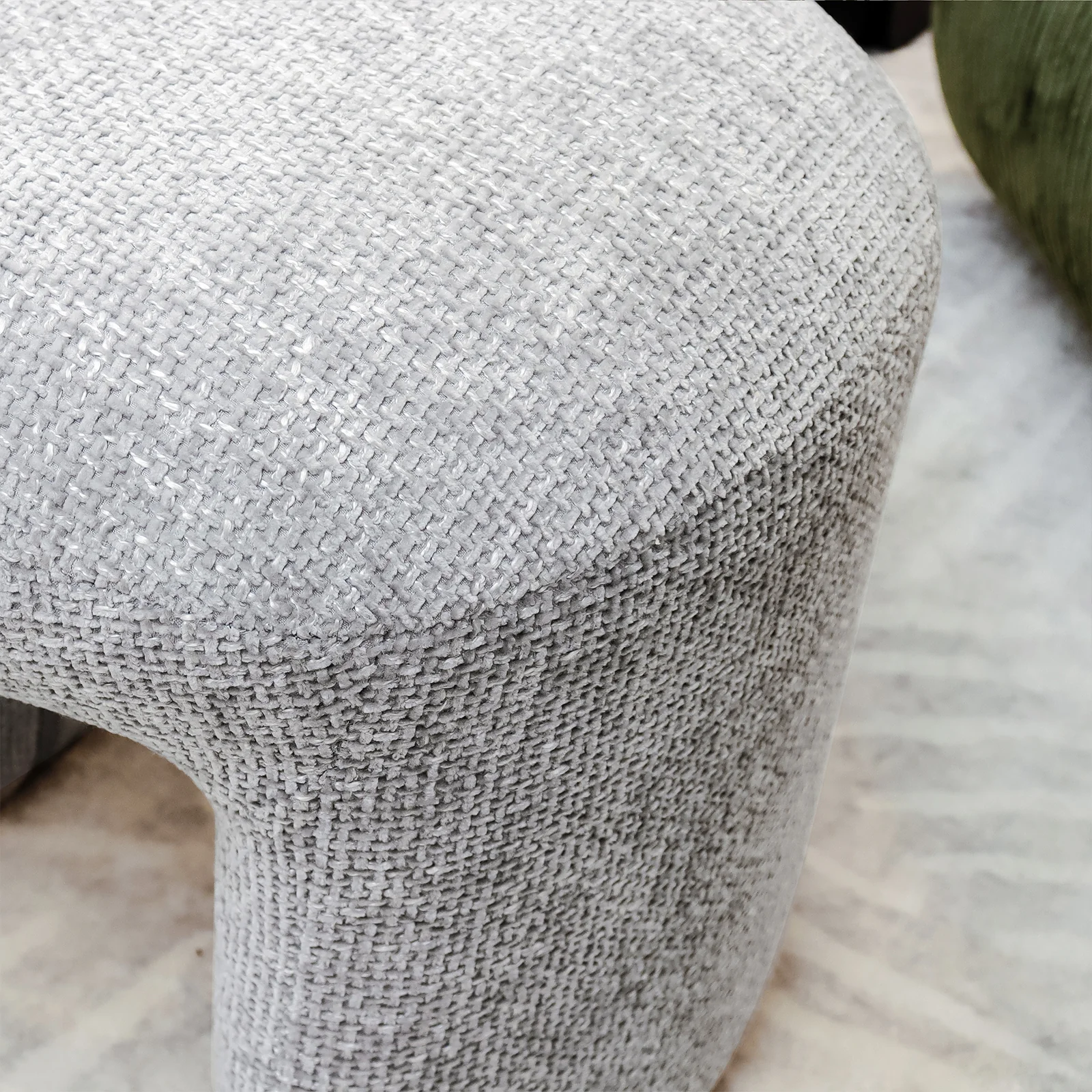 Hirokoz Chenille Ottoman Stool in Warm Grey - Image 4
