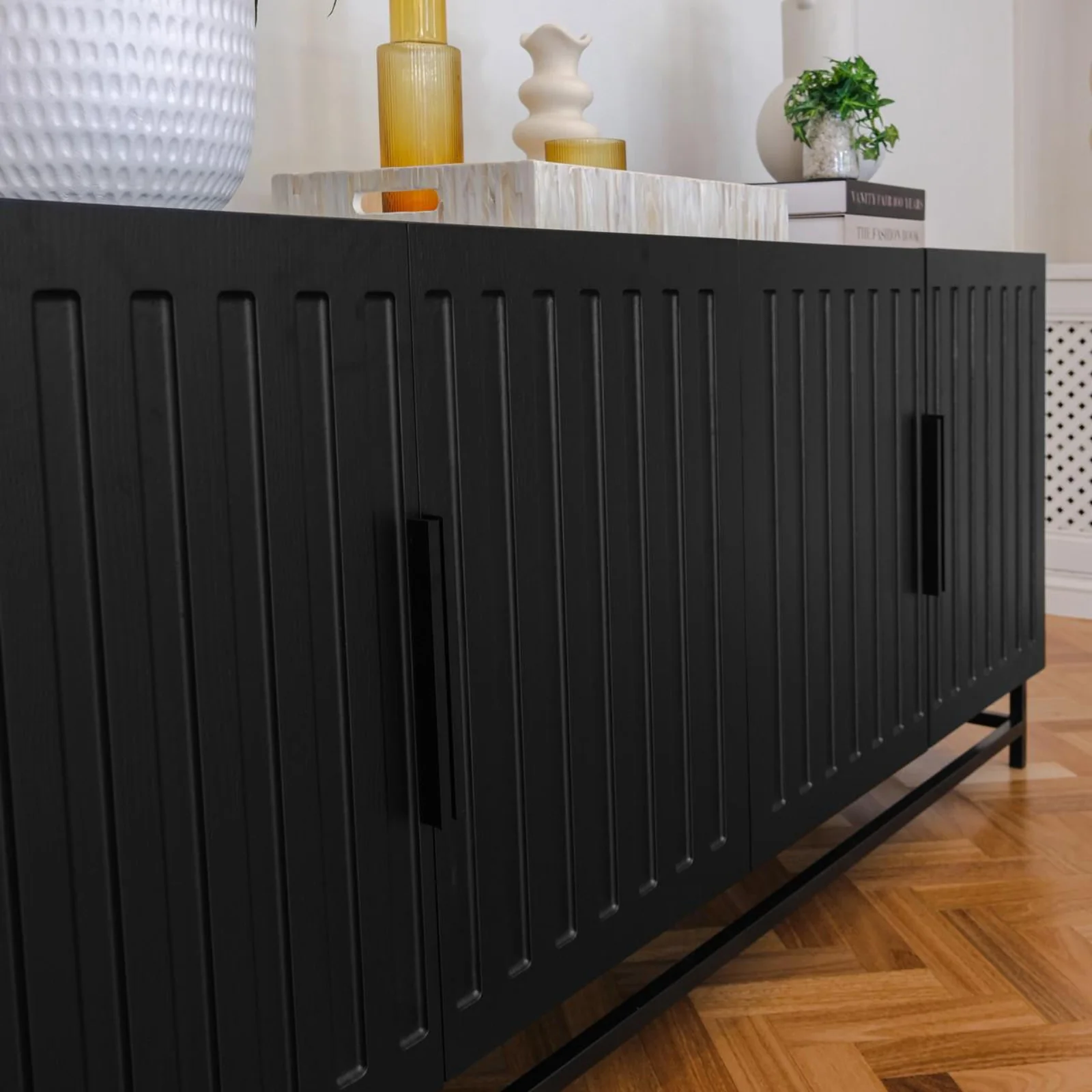 Holly 180cm 4-Door Storage Buffet Sideboard in Black - Image 4