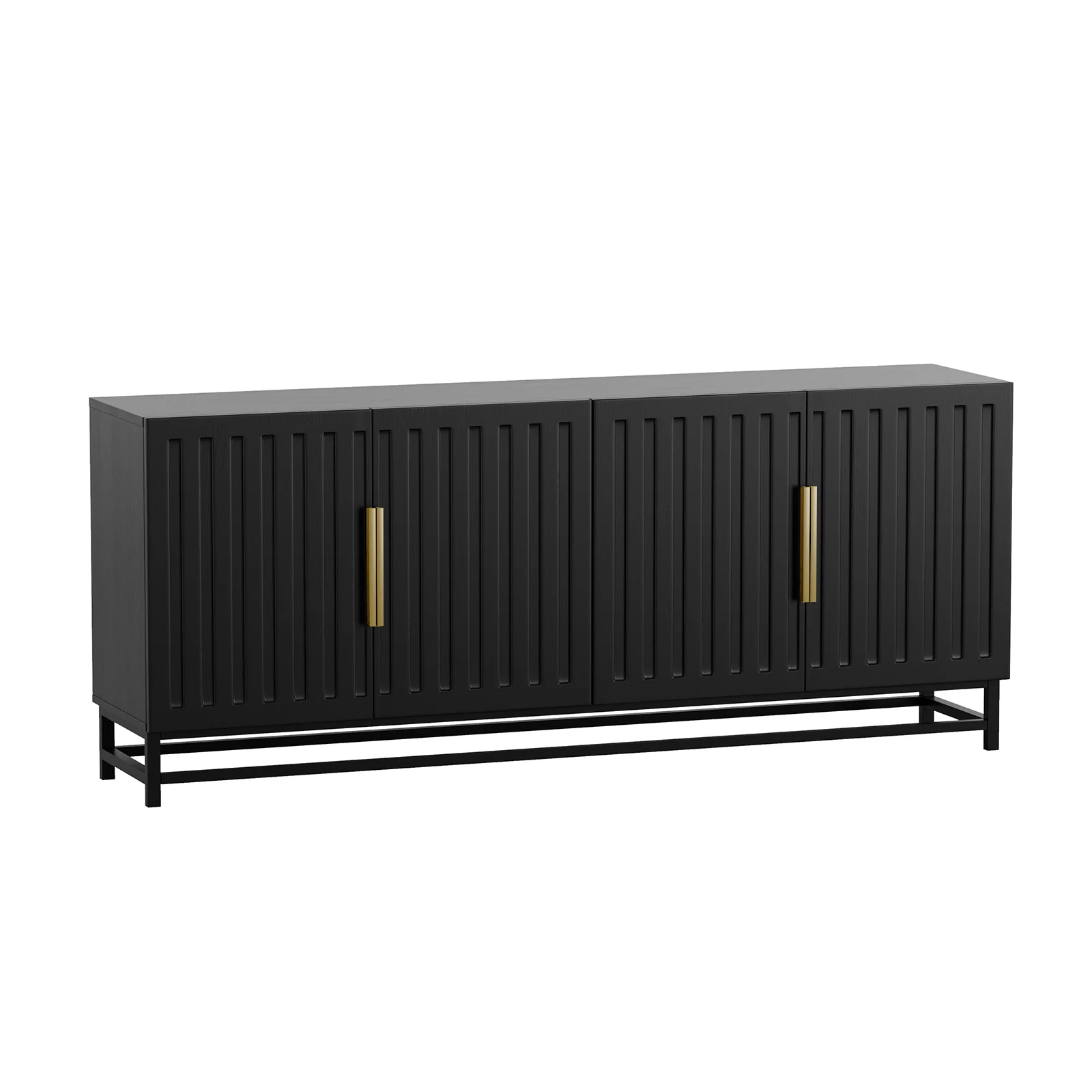 Holly 4 Door Storage Buffet Sideboard in Black - Image 6