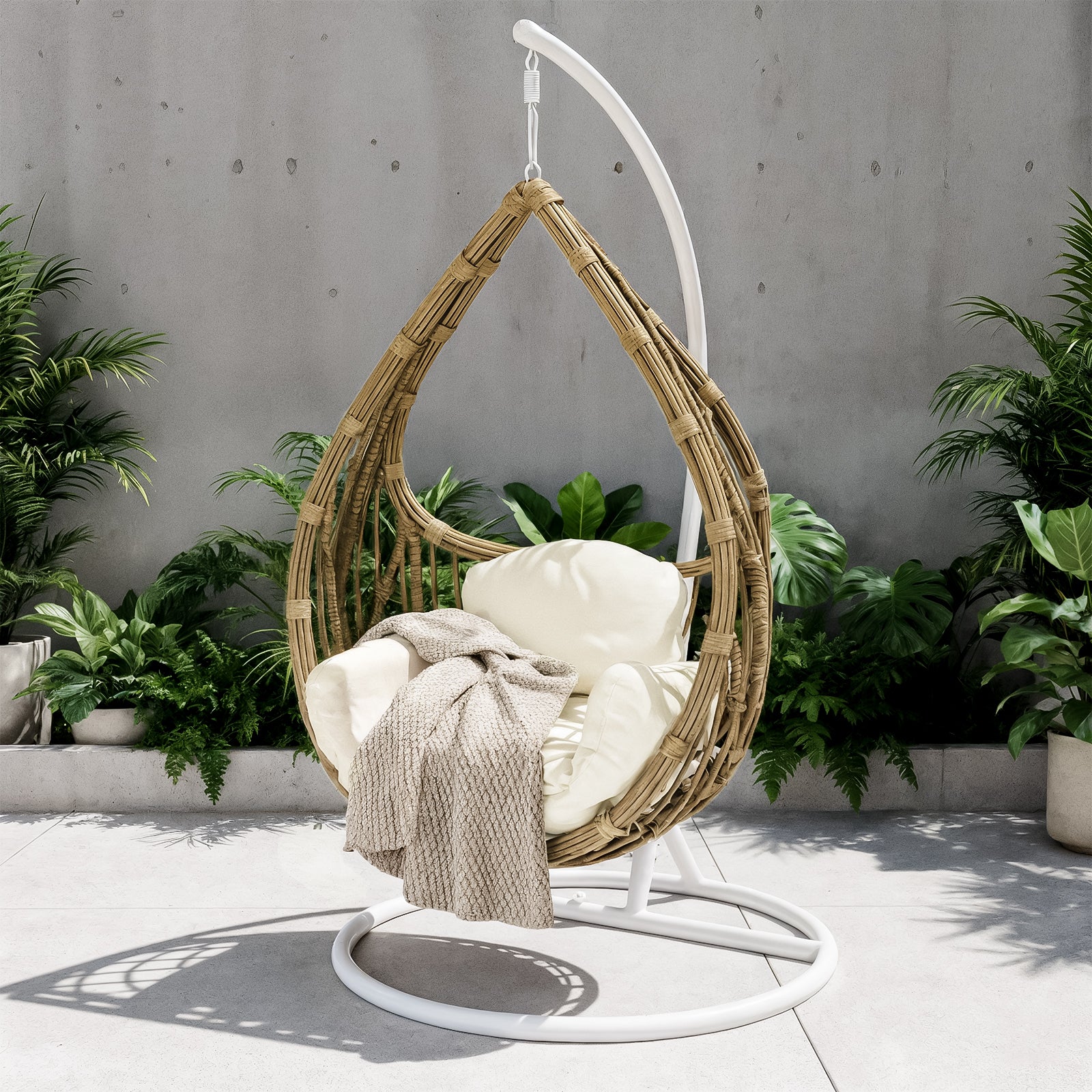 Hookipa Outdoor Rattan Egg Chair with Cushion in Cream White - Image 2