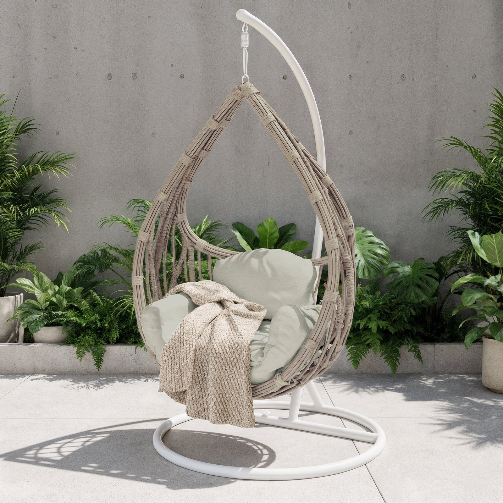 Hookipa Outdoor Rattan Egg Chair with Cushion in Sage - Image 2