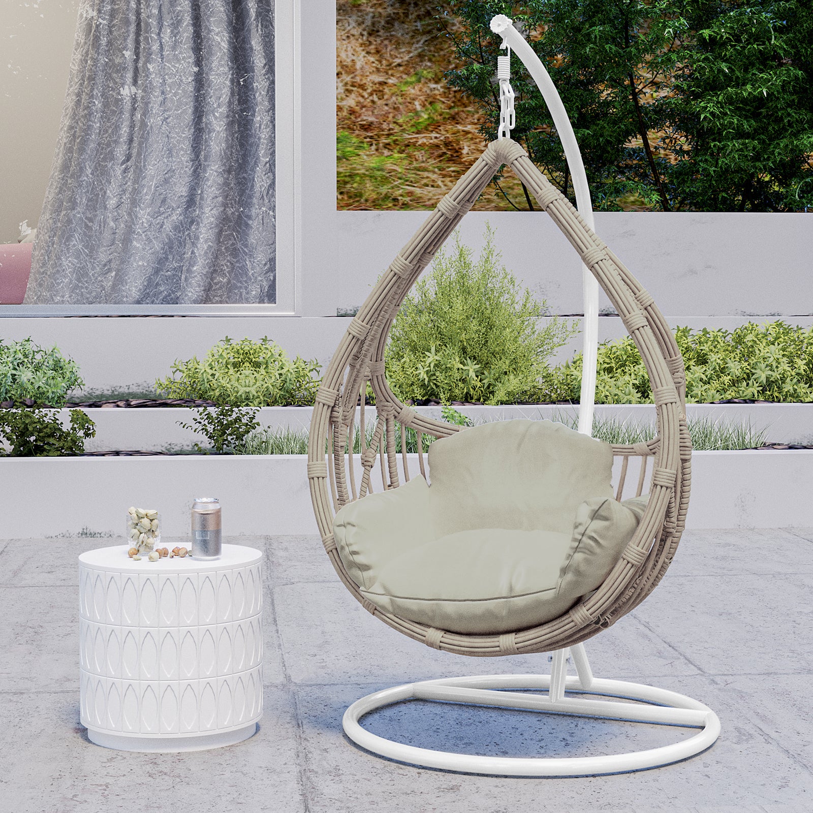 Hookipa Outdoor Rattan Egg Chair with Cushion in Sage - Image 3