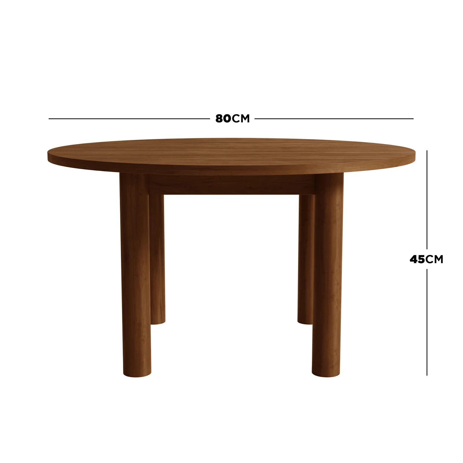 Hudson 80cm Round Hardwood Coffee Table in Walnut - Image 3