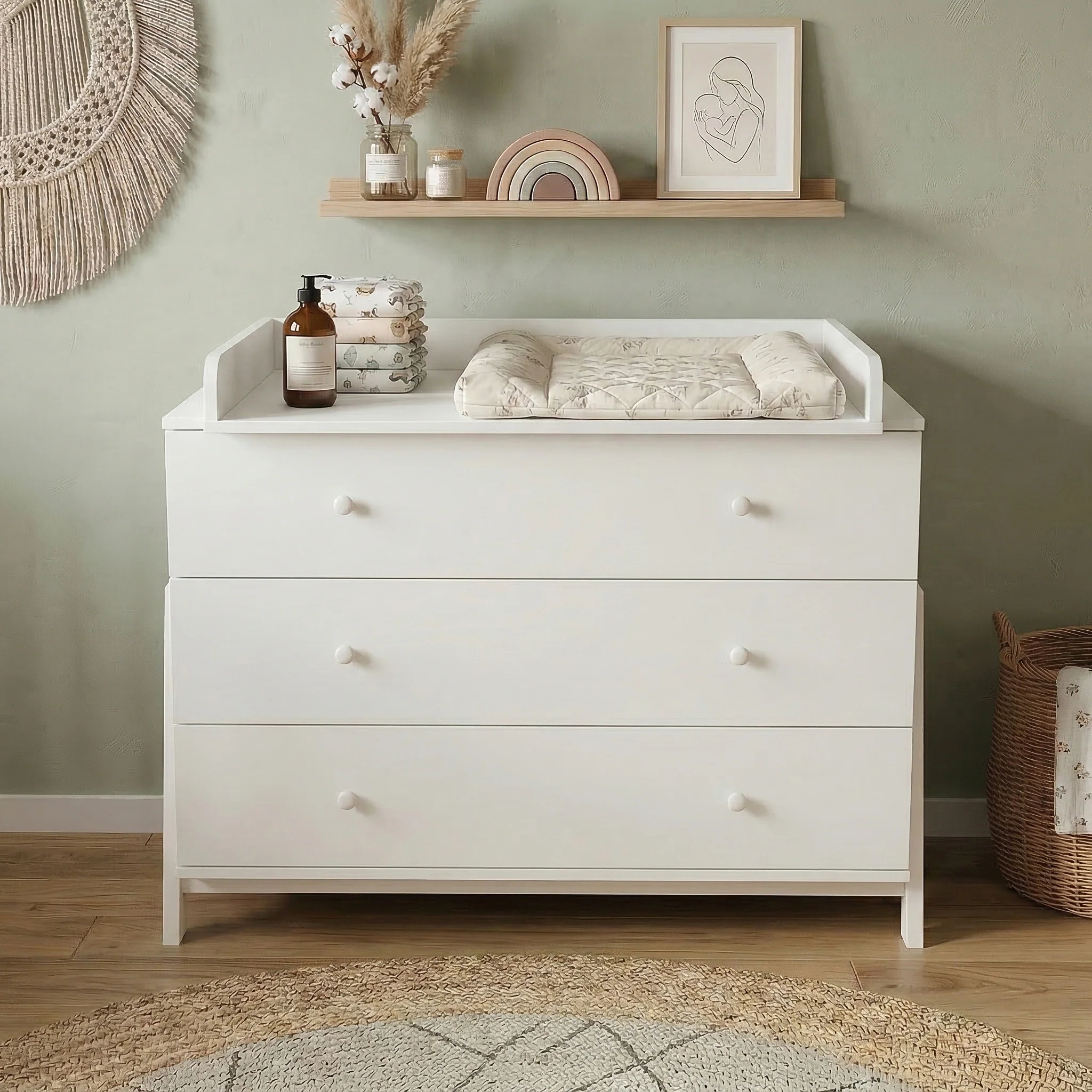 Hushly Baby Change Table with Drawers in White - Image 4