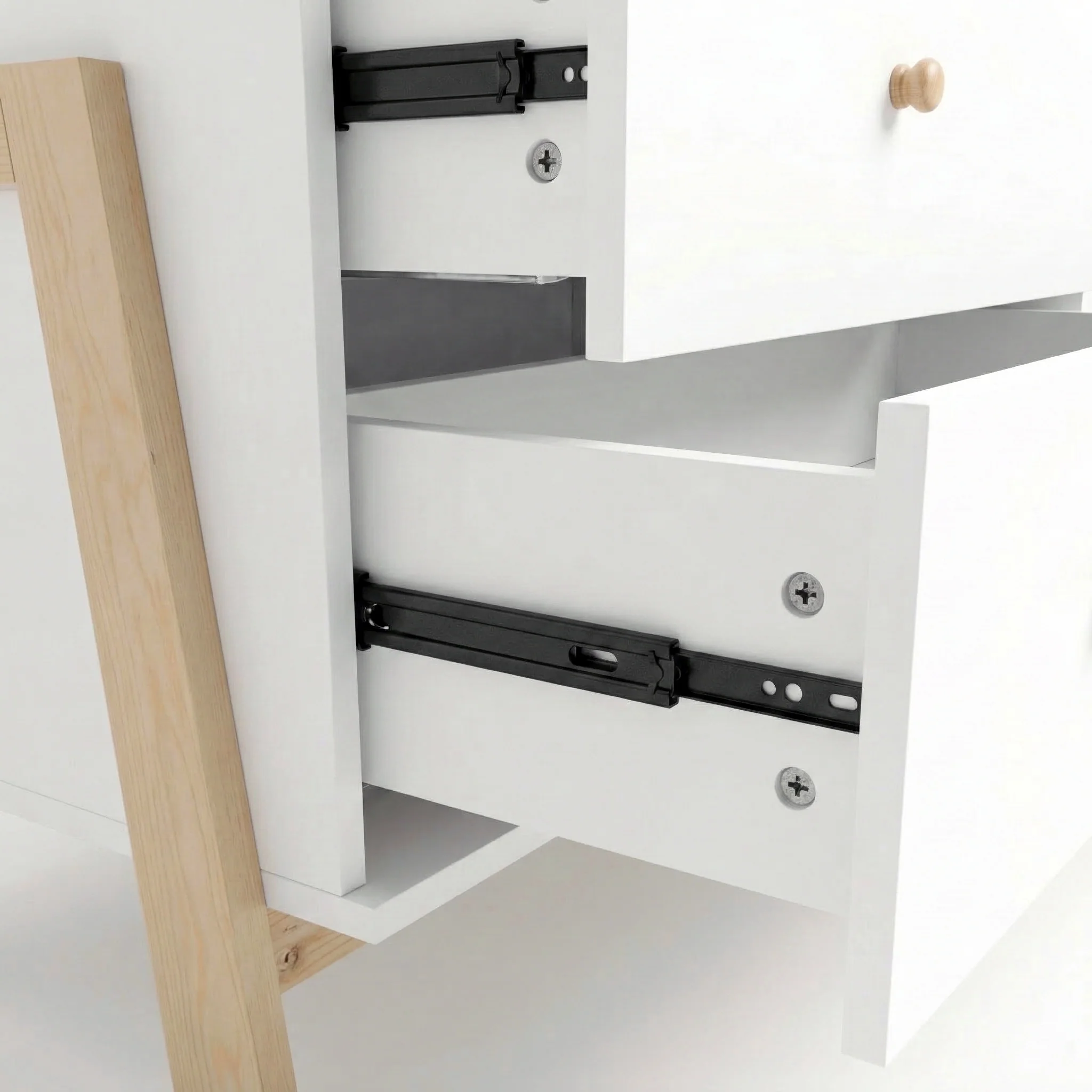 Hushly Baby Change Table with Drawers in White & Natural - Image 10