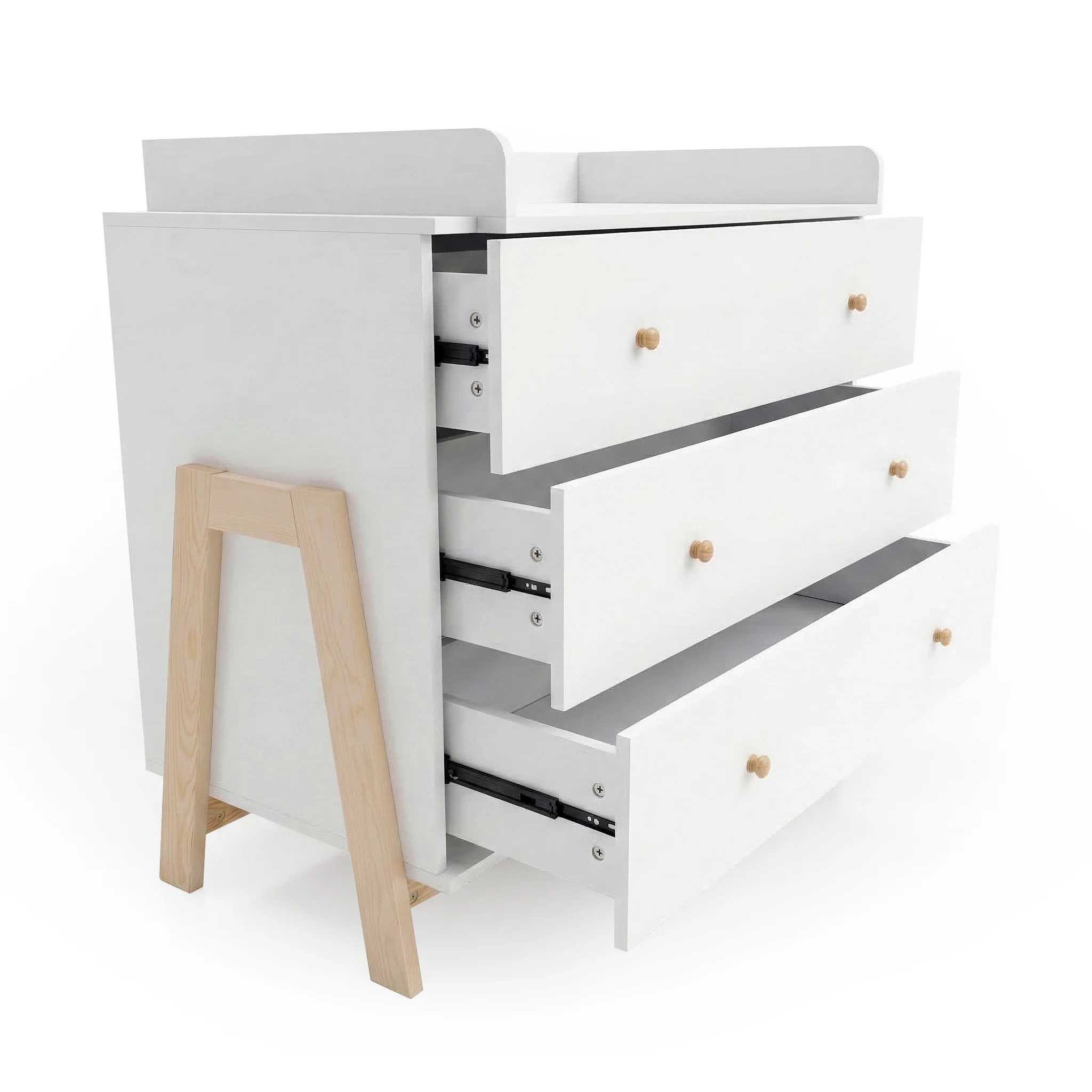 Hushly Baby Change Table with Drawers in White & Natural - Image 6