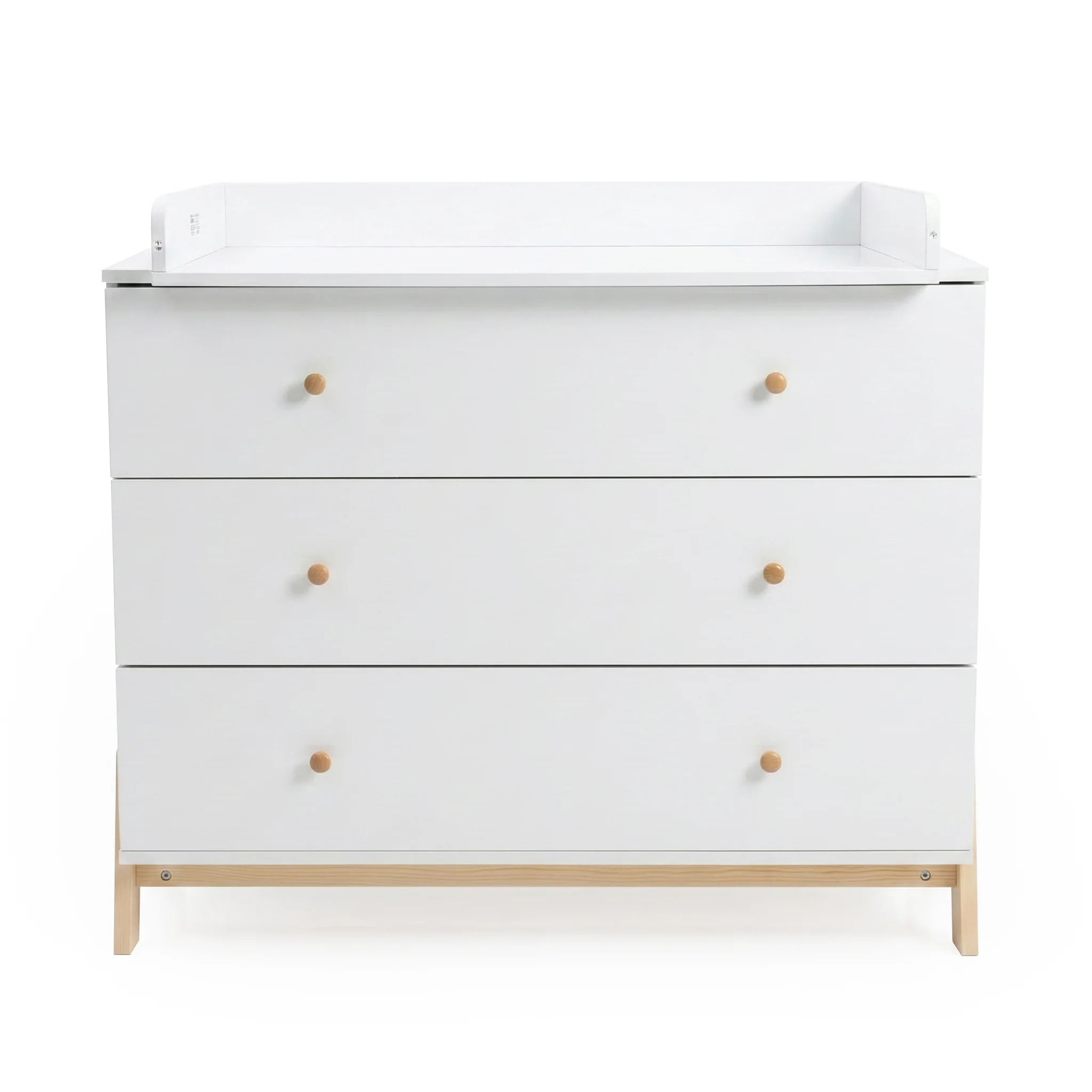 Hushly Baby Change Table with Drawers in White & Natural - Image 7